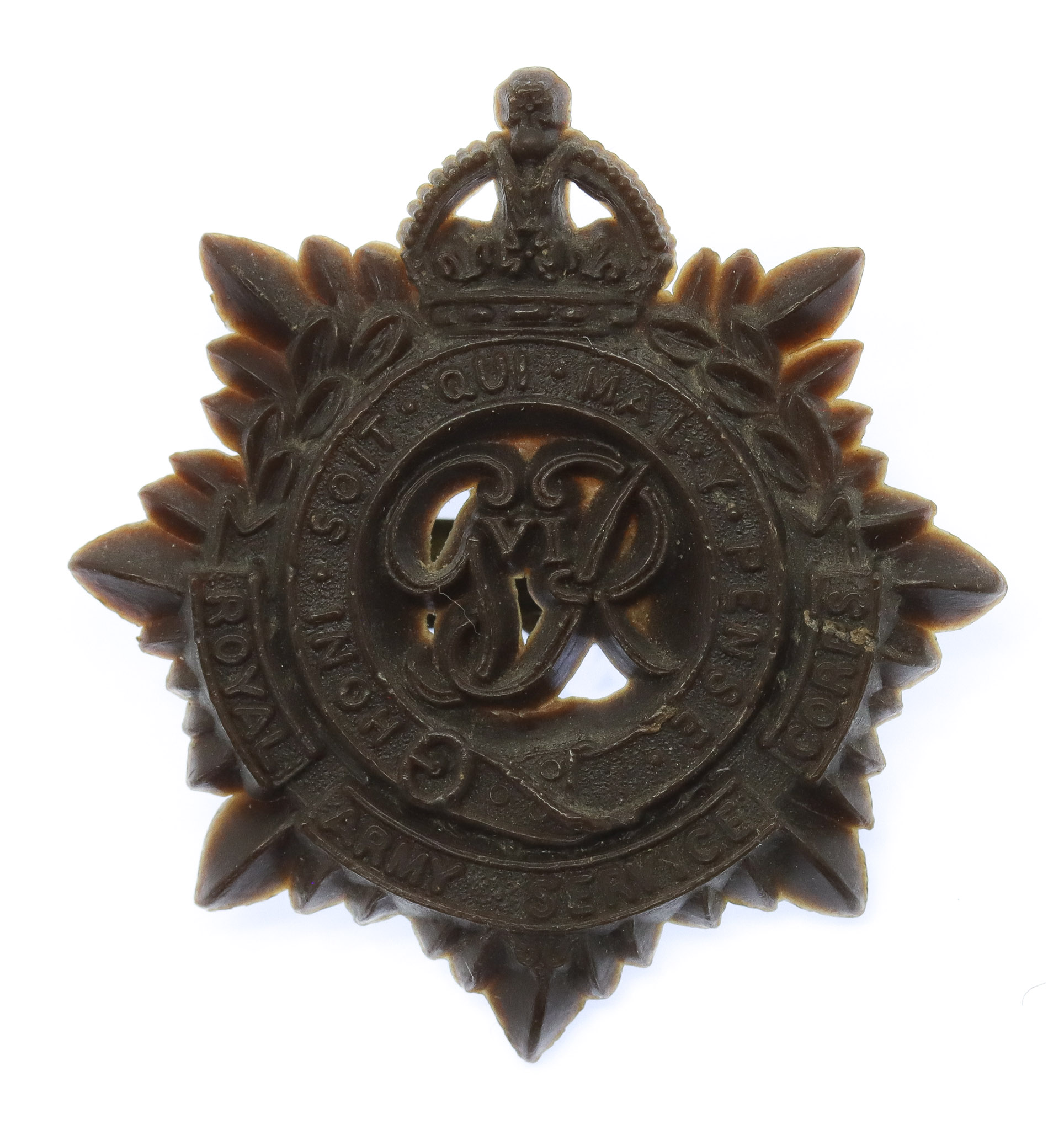 Royal Army Service Corps WW2 Plastic Economy Cap Badge