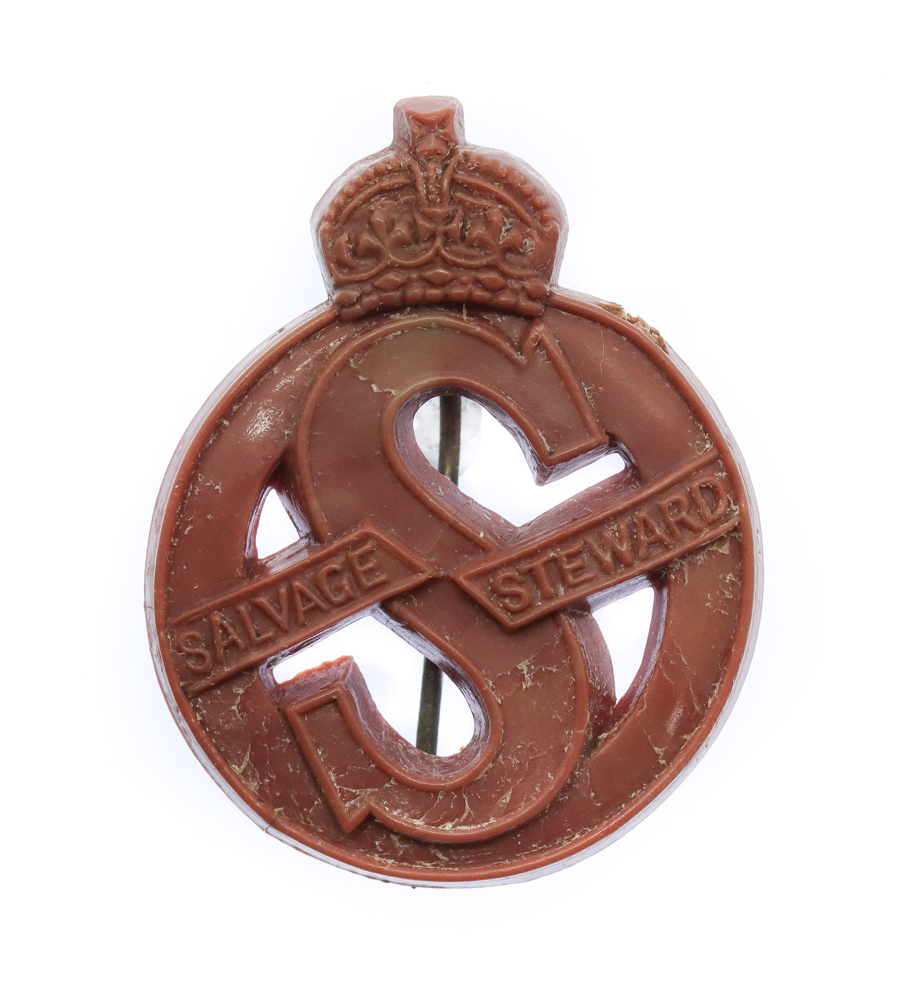 Salvage Steward WW2 Red Plastic Economy Lapel Badge