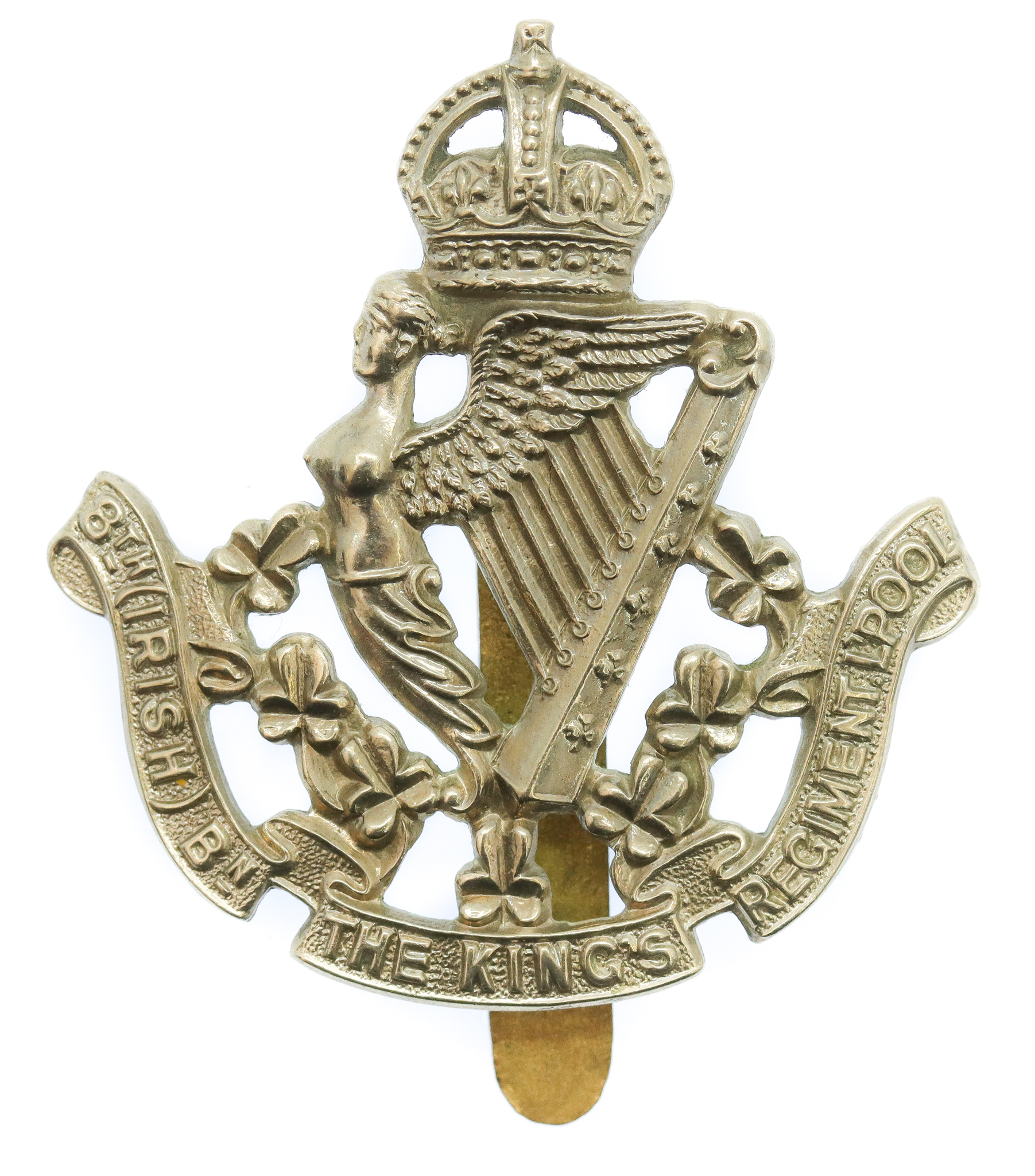 8th (Irish) Bn. The King's Liverpool Regiment Cap Badge - King's Crown