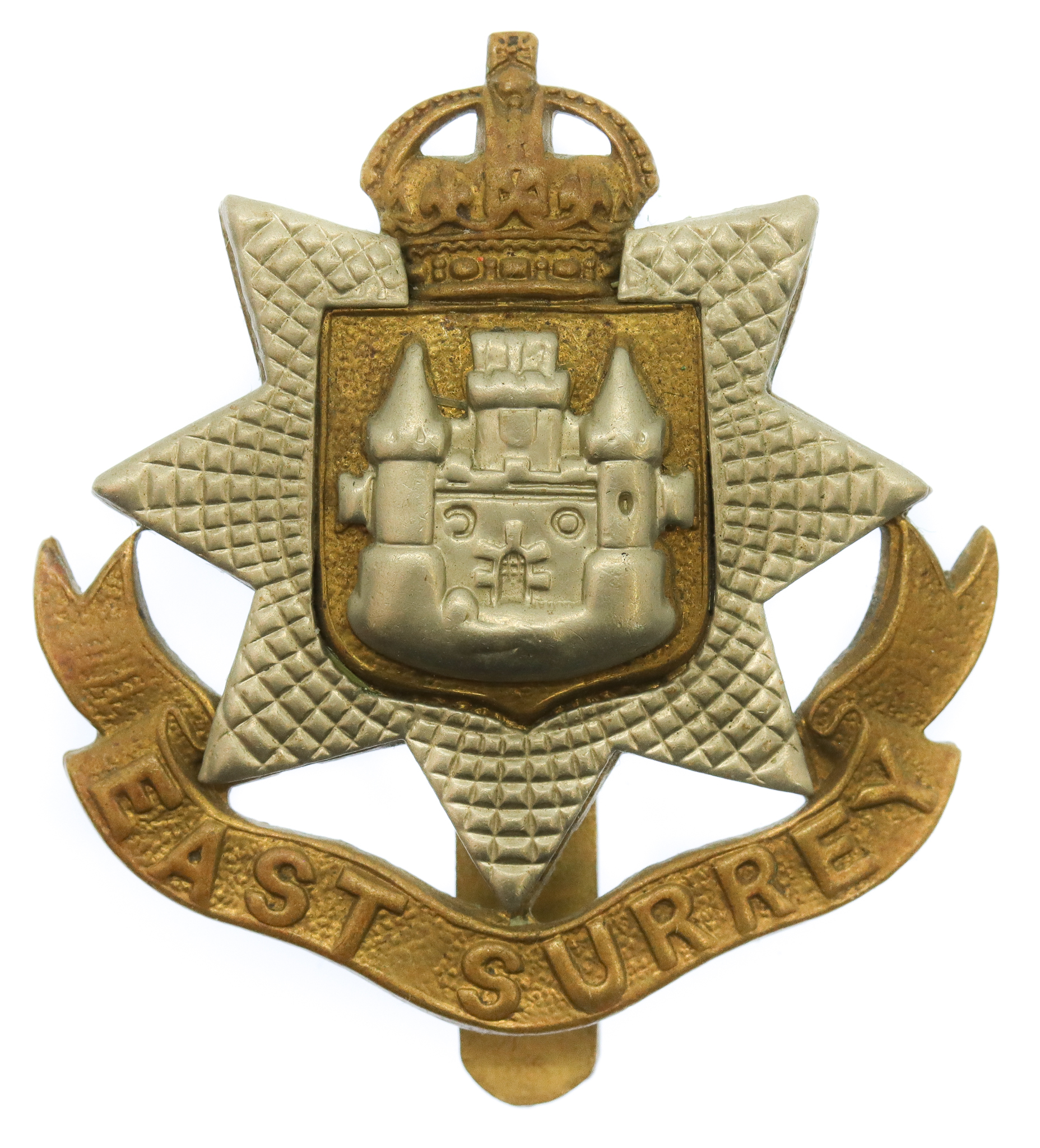 East Surrey Regiment Cap Badge - King's Crown