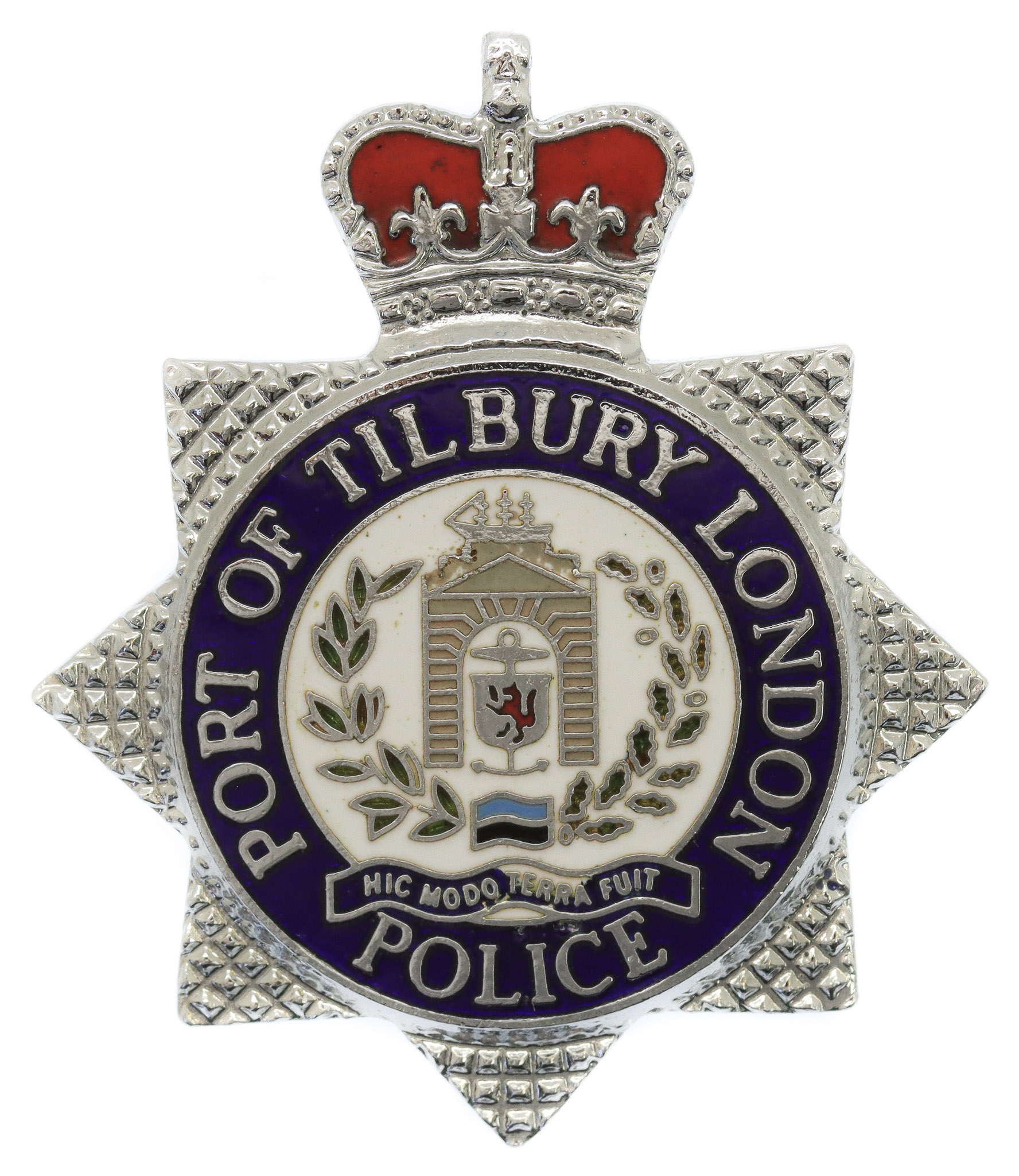 Port of Tilbury London Police Enamelled Cap Badge - Queen's Crown
