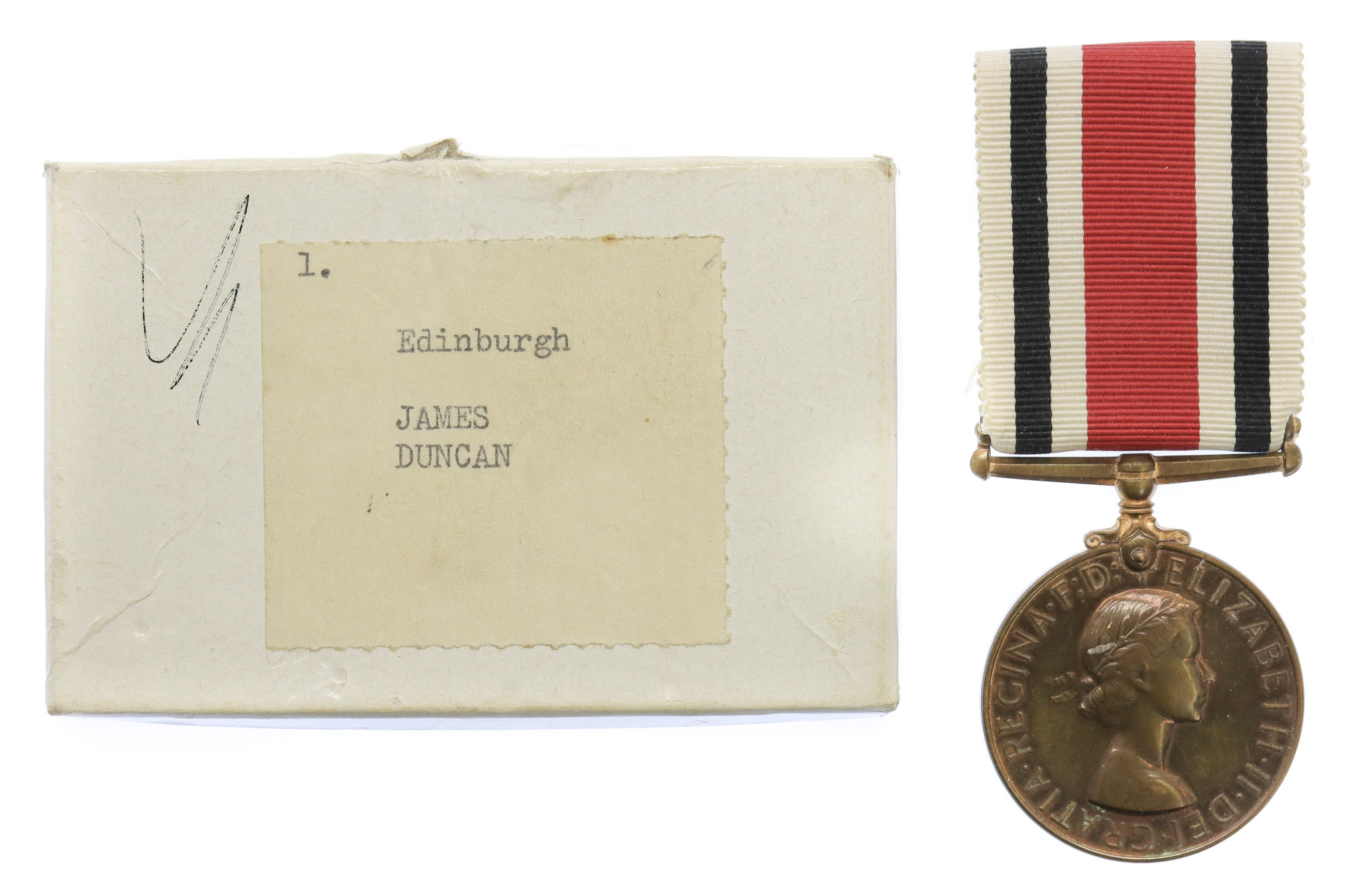 Elizabeth II Special Constabulary Long Service Medal in Box - James Duncan, Edinburgh Special Constabulary