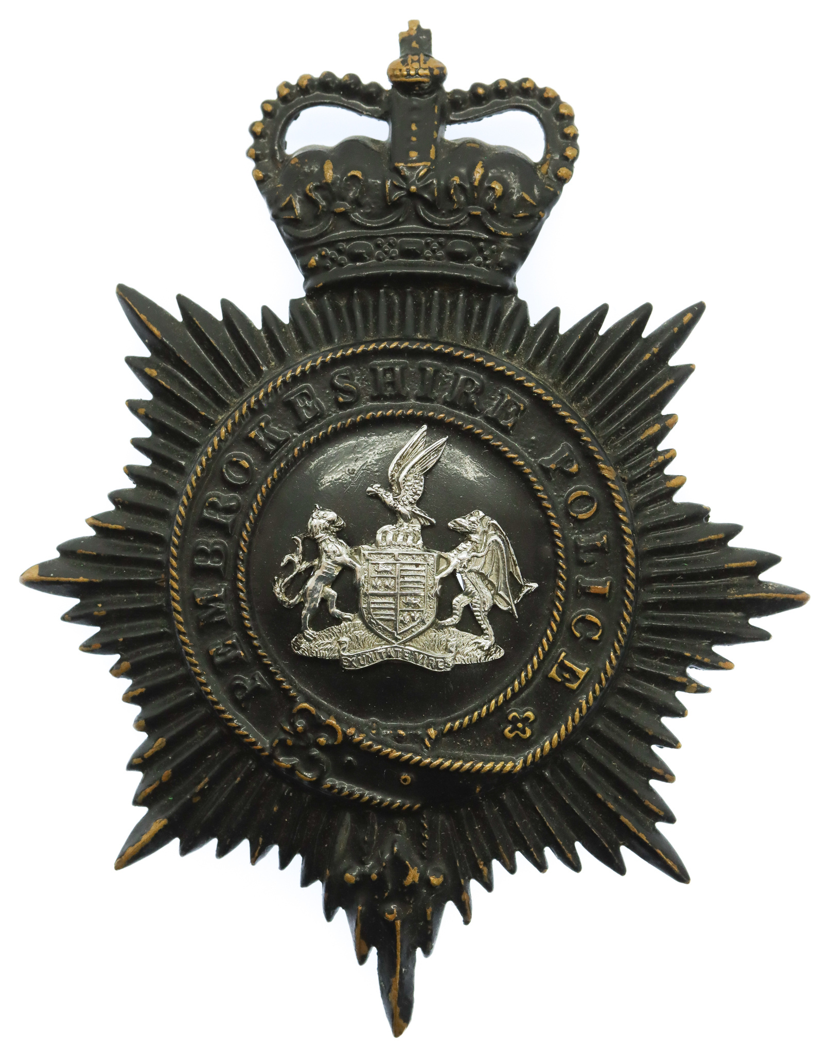 Pembrokeshire Police Night Helmet Plate - Queen's Crown