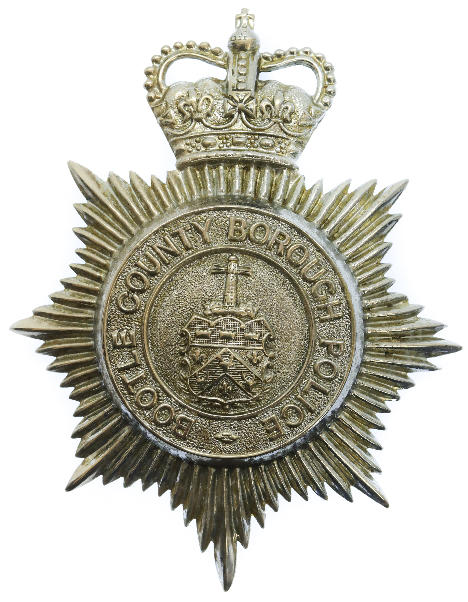 Bootle County Borough Police Helmet Plate - Queen's Crown