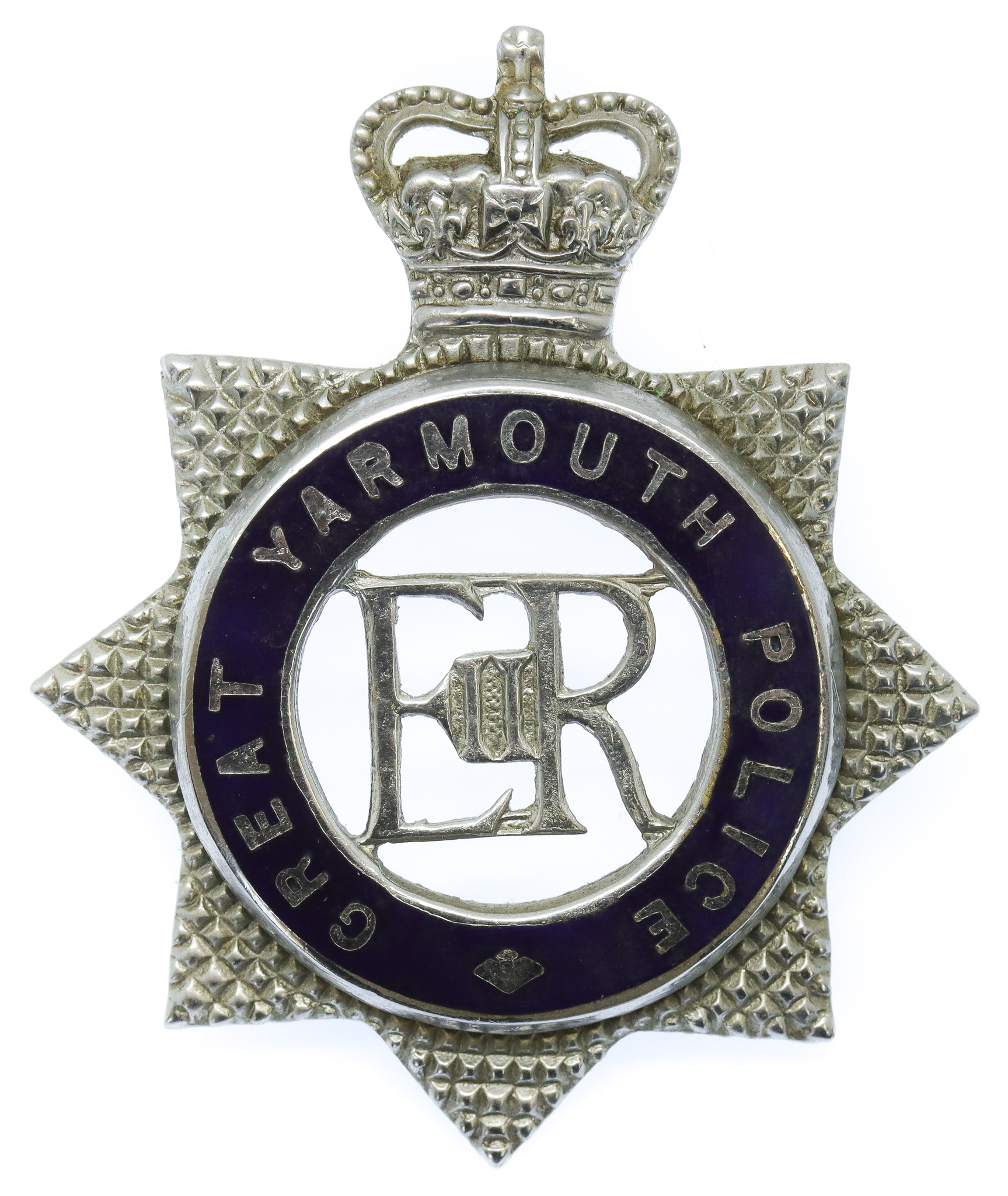 Great Yarmouth Police Senior Officer's Enamelled Cap Badge - Queen's Crown