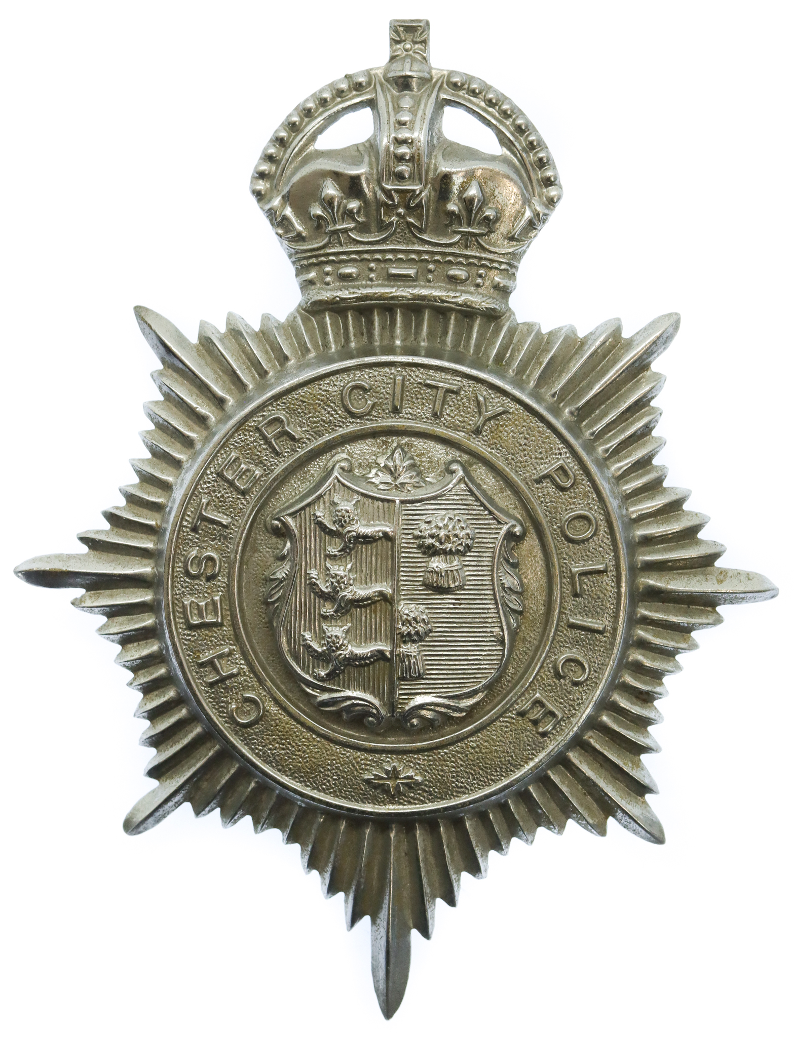 Chester City Police Helmet Plate - King's Crown