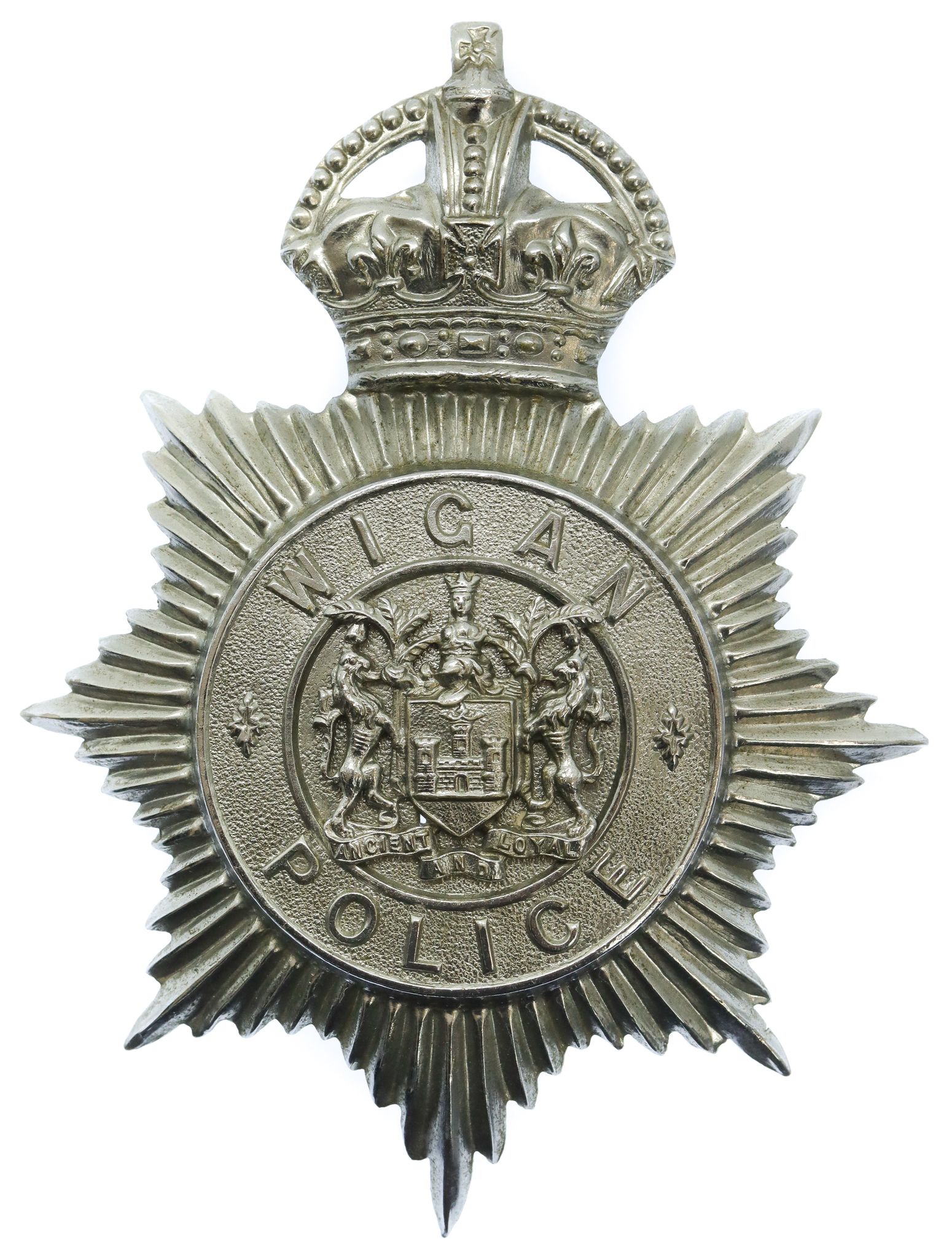 Wigan Borough Police Helmet Plate - King's Crown