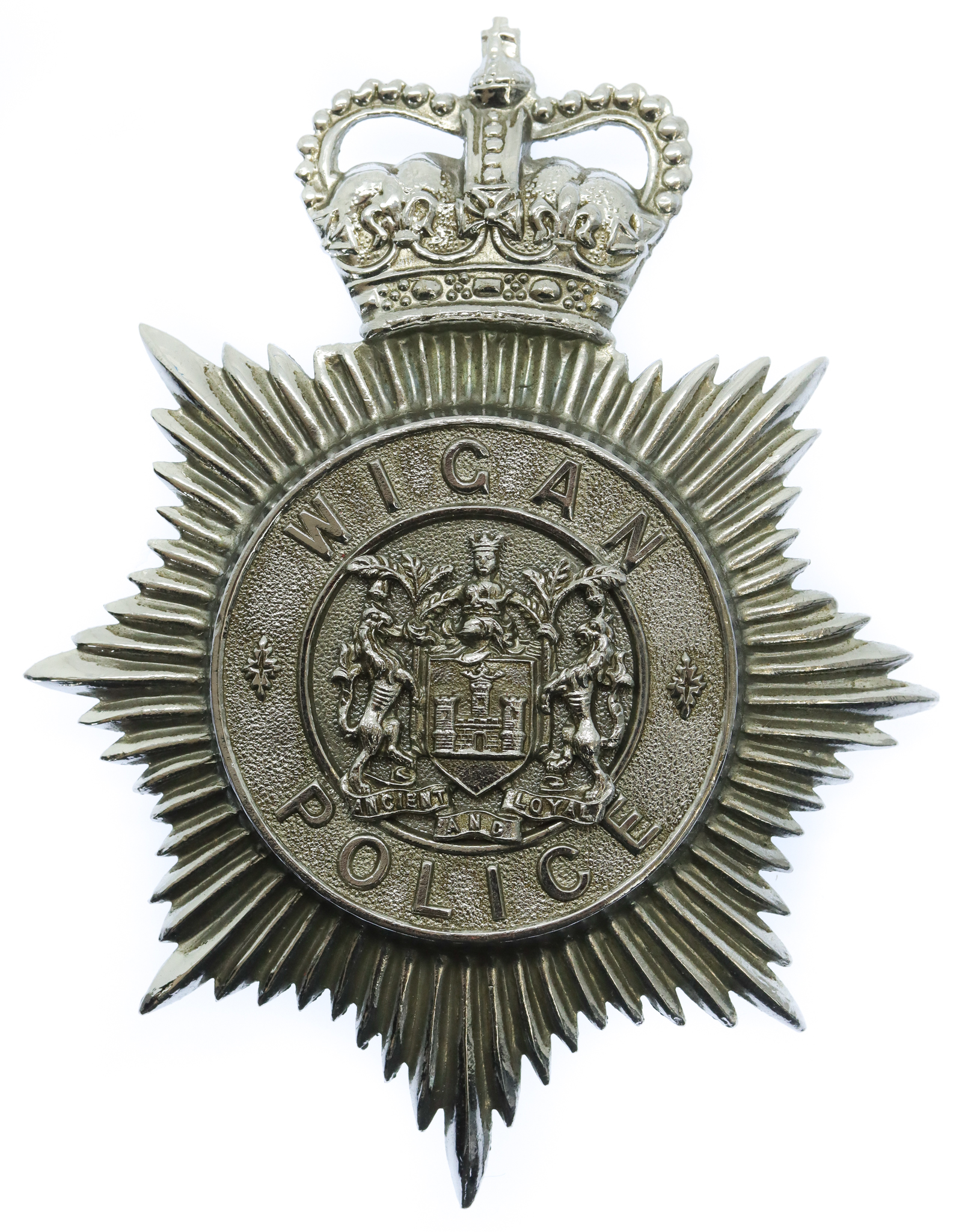 Wigan Borough Police Helmet Plate - Queen's Crown