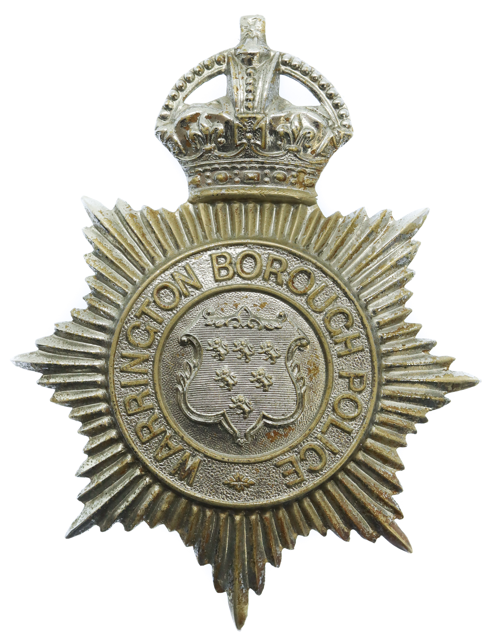 Warrington Borough Police Helmet Plate - King's Crown