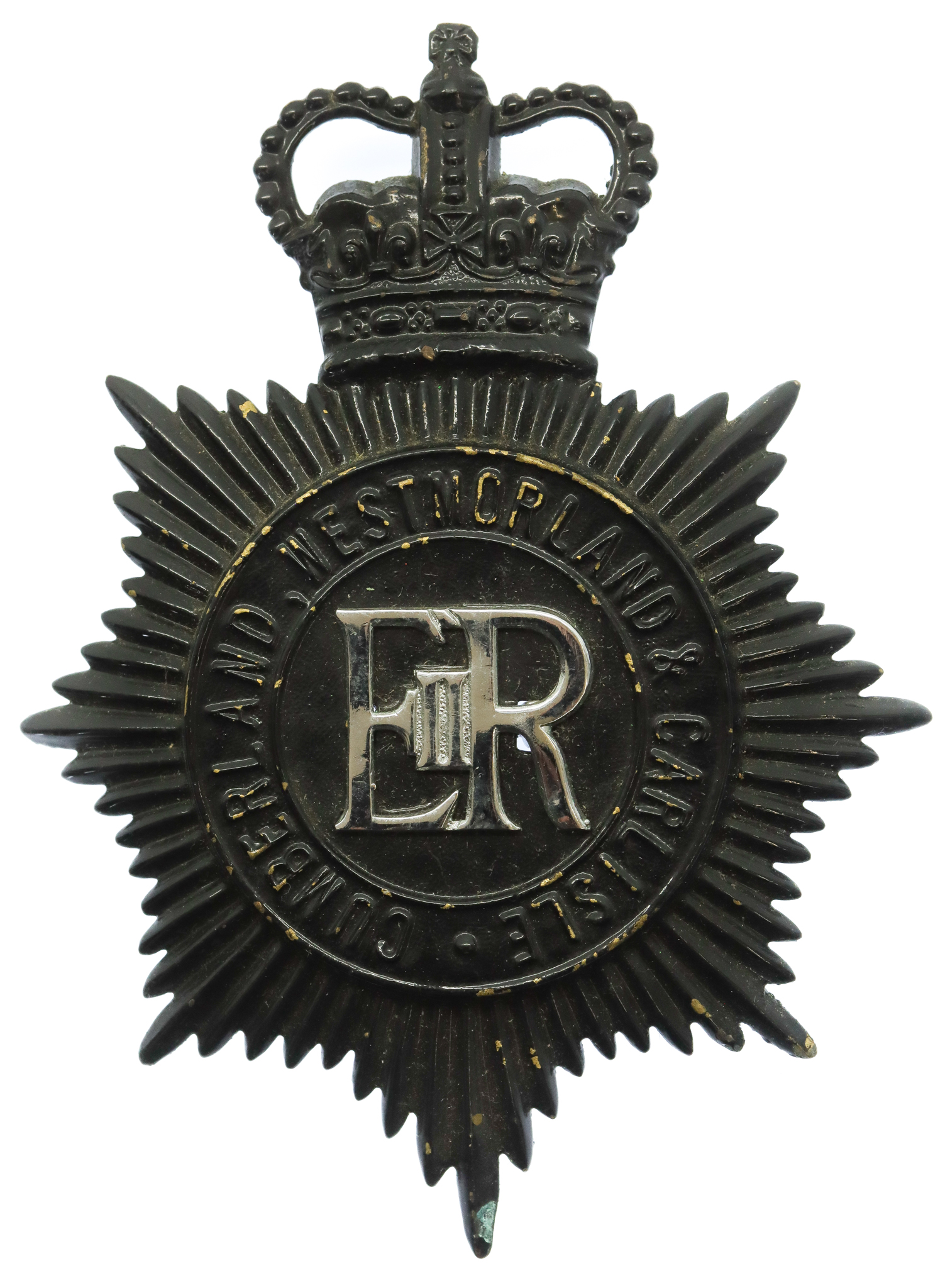 Cumberland, Westmoreland & Carlisle Constabulary Night Helmet Plate - Queen's Crown