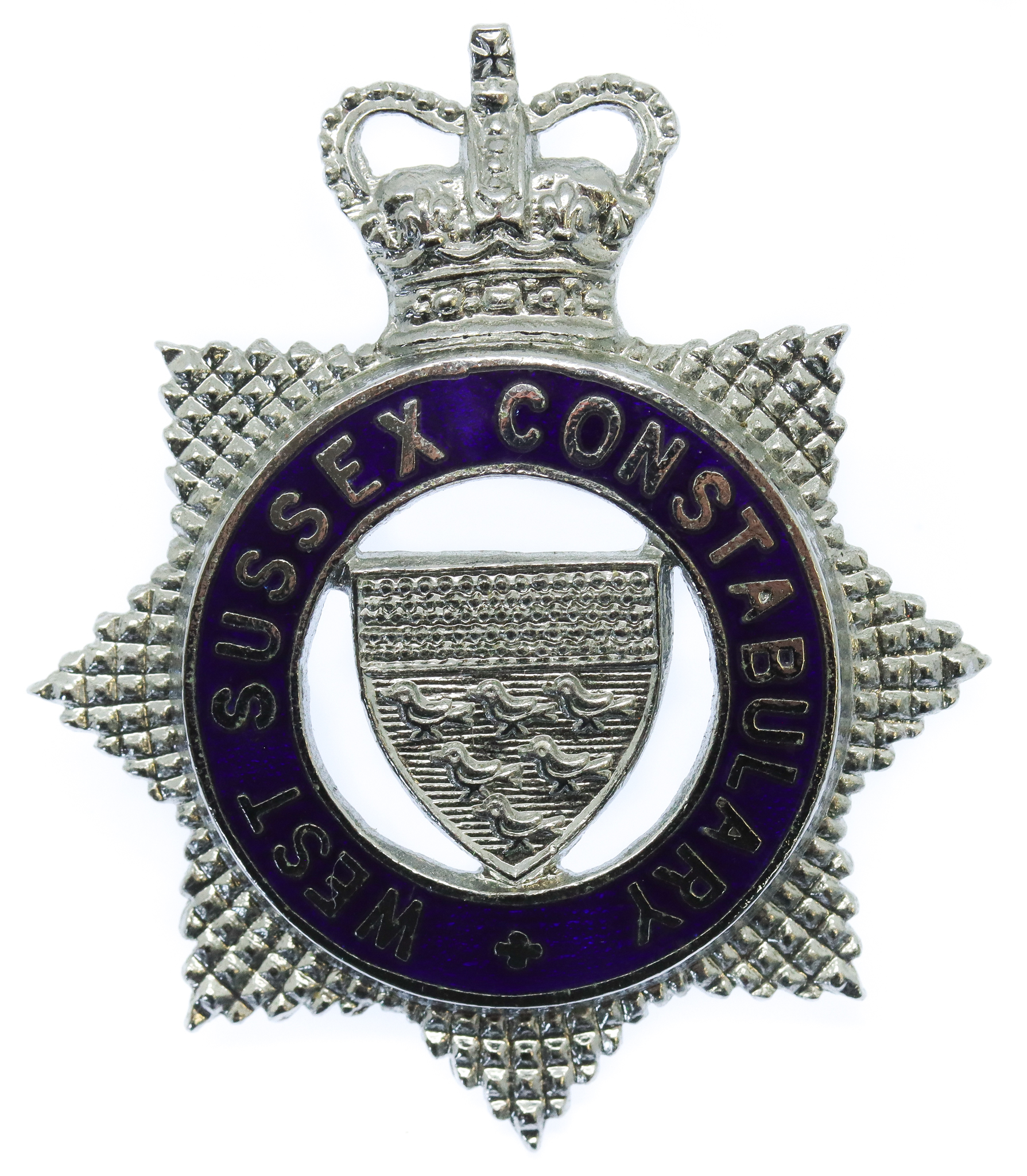 West Sussex Constabulary Senior Officer's Enamelled Cap Badge - Queen's Crown 