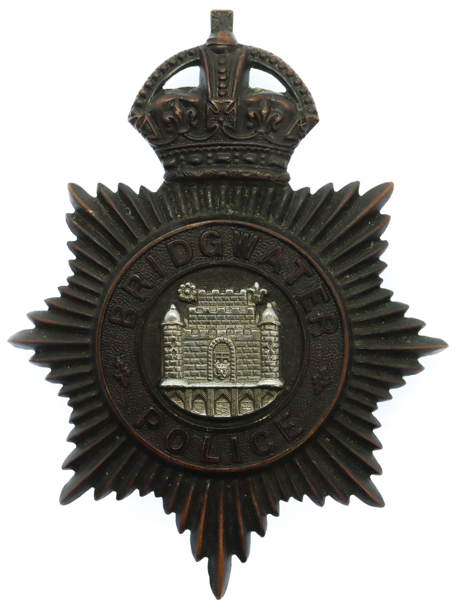 *Bridgwater Borough Police Night Helmet Plate - King's Crown