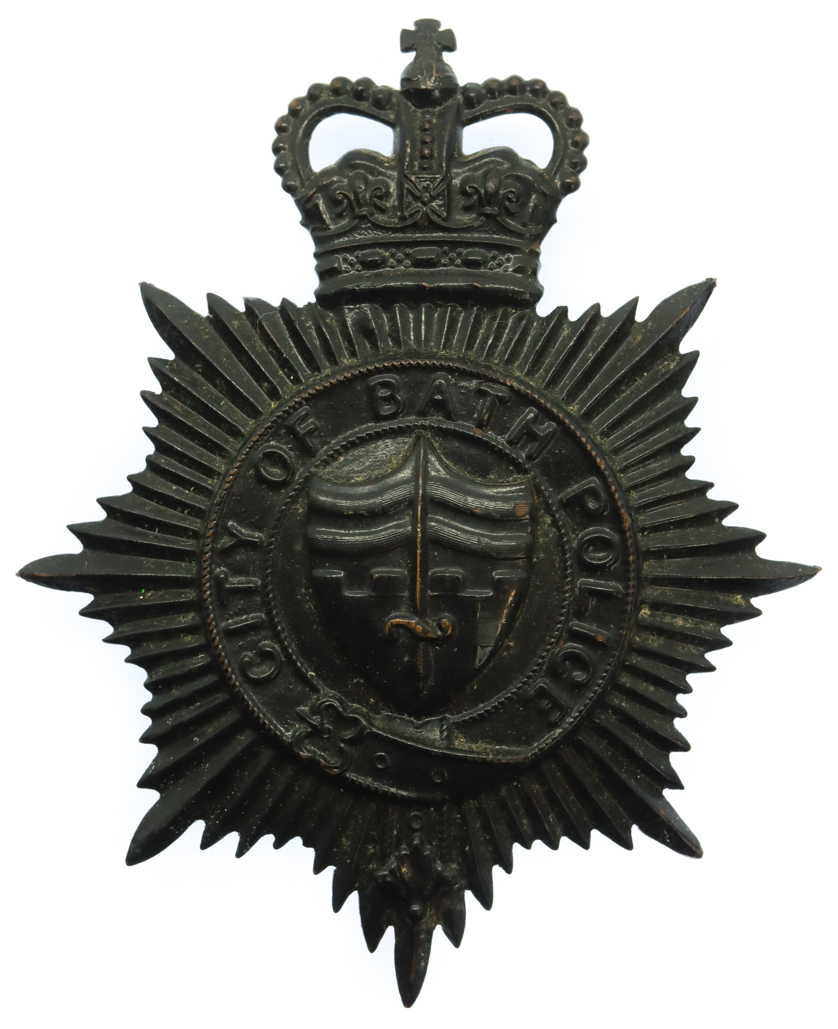 Bath City Police Night Helmet Plate - Queen's Crown