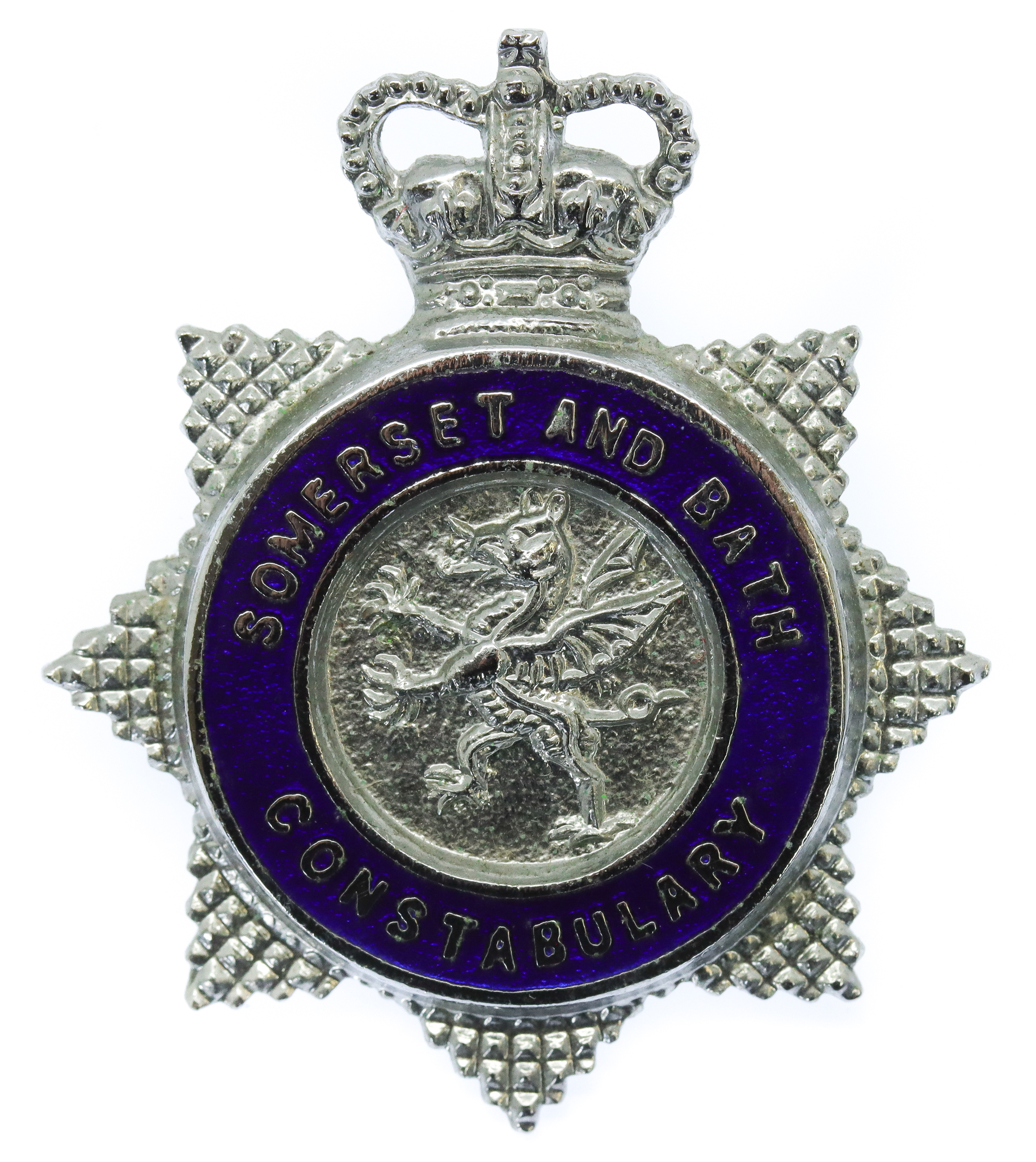 Somerset and Bath Constabulary Senior Officer's Enamelled Cap Badge - Queen's Crown