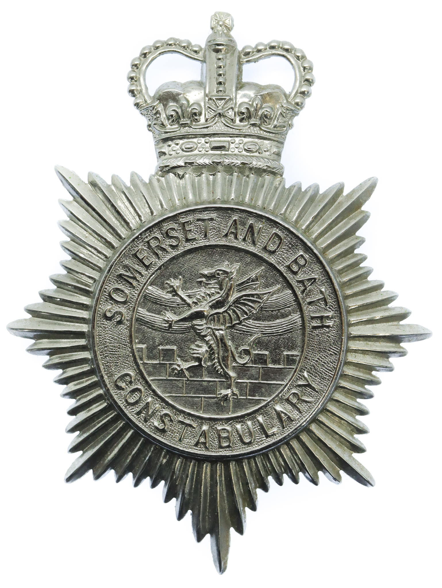 Somerset and Bath Constabulary Helmet Plate - Queen's Crown