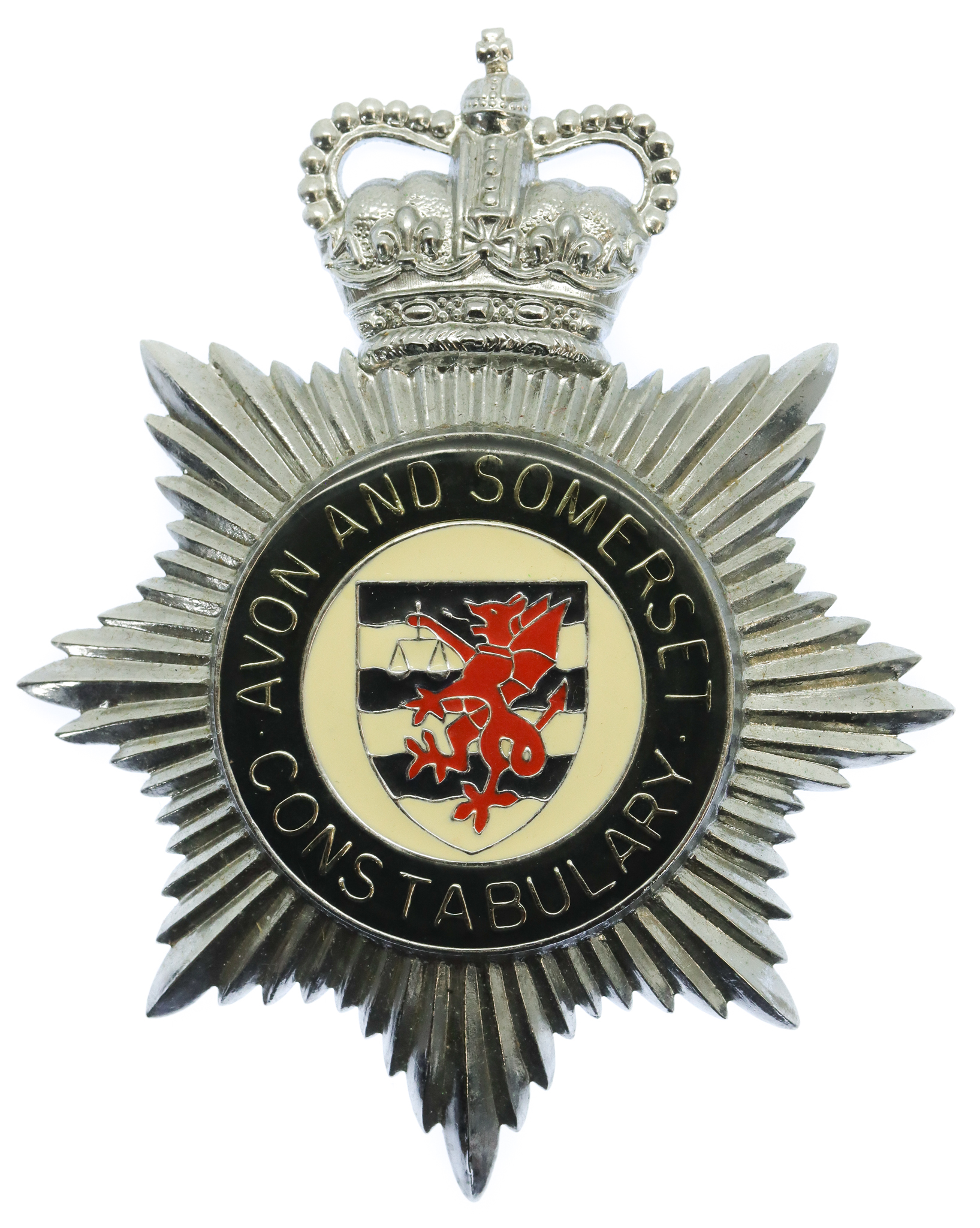 Avon & Somerset Constabulary Enamelled Helmet Plate - Queen's Crown