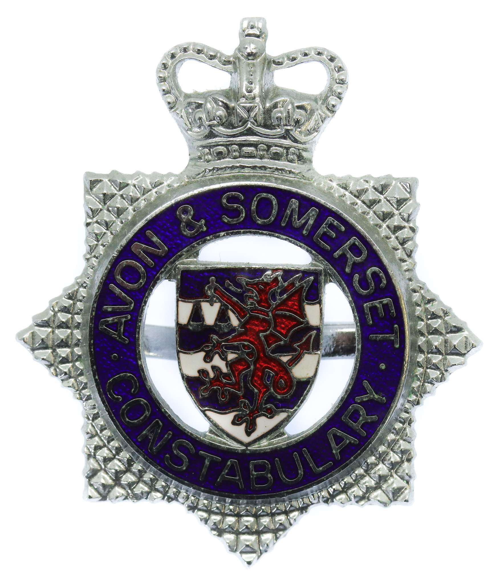 Avon & Somerset Constabulary Enamelled Cap Badge - Queen's Crown