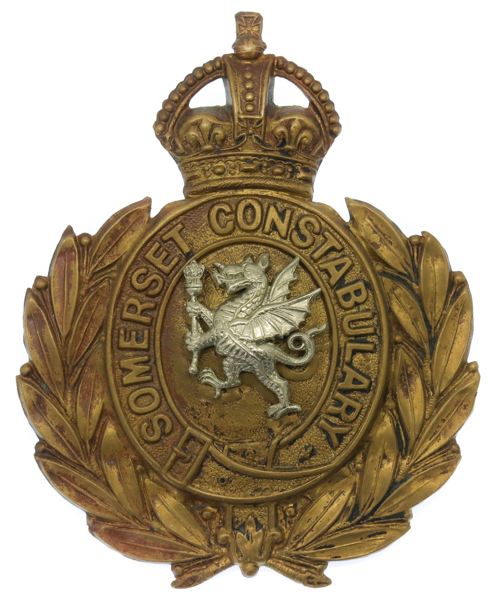 Somerset Constabulary Wreath Helmet Plate - King's Crown
