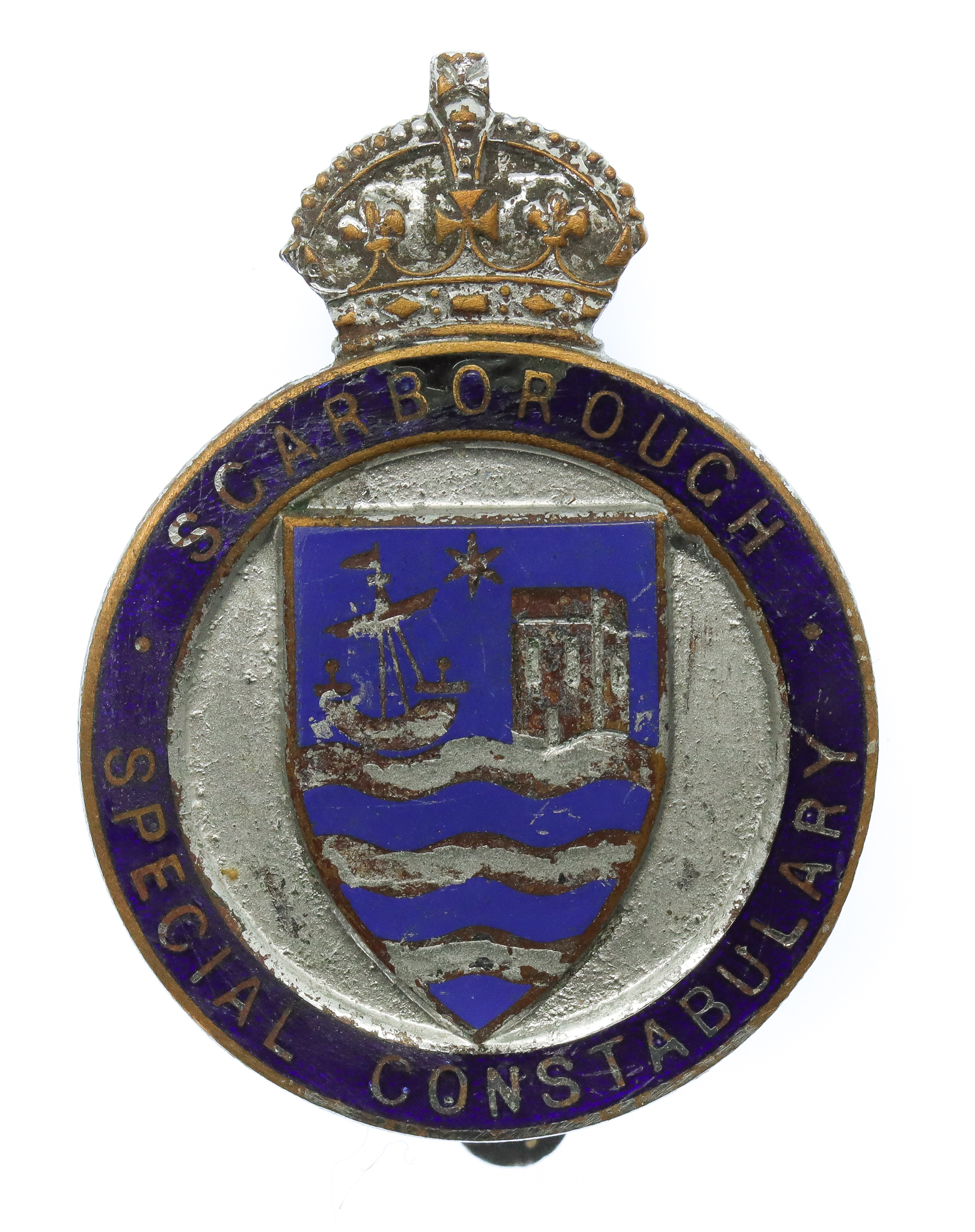 Scarborough Special Constabulary Enamelled Cap Badge - King's Crown