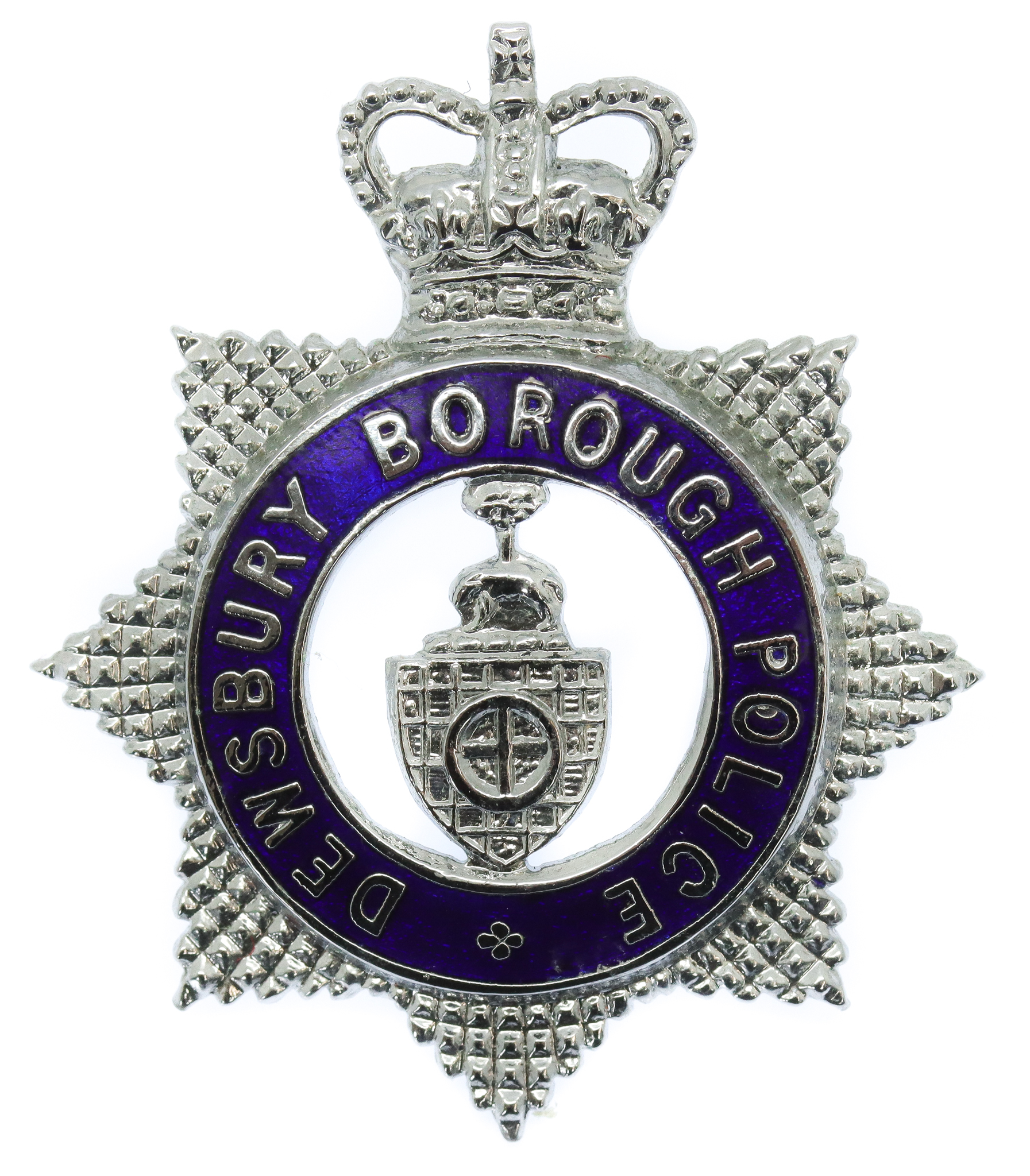 Dewsbury Borough Police Senior Officer's Enamelled Cap Badge - Queen's Crown