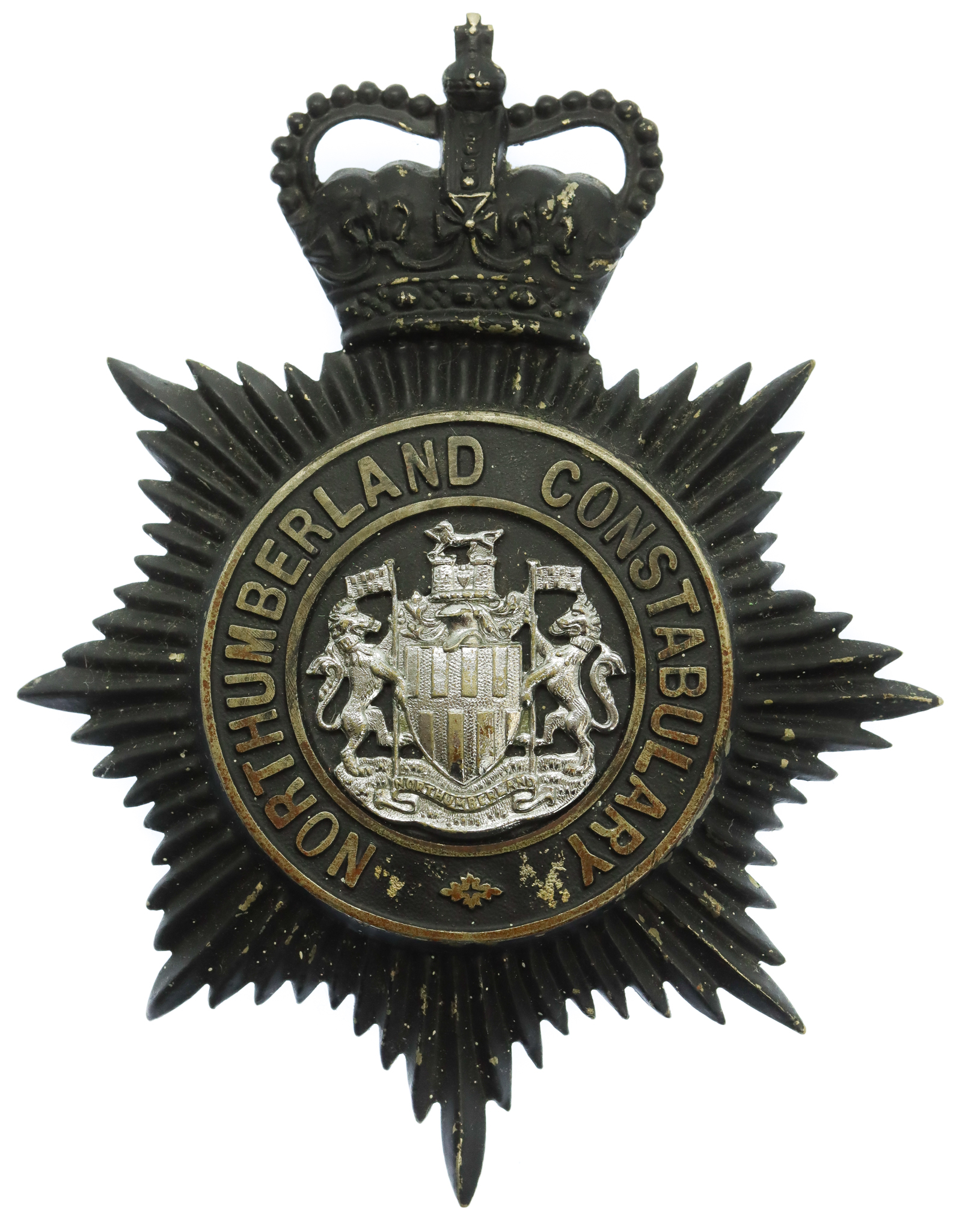 Northumberland Constabulary Night Helmet Plate - Queen's Crown