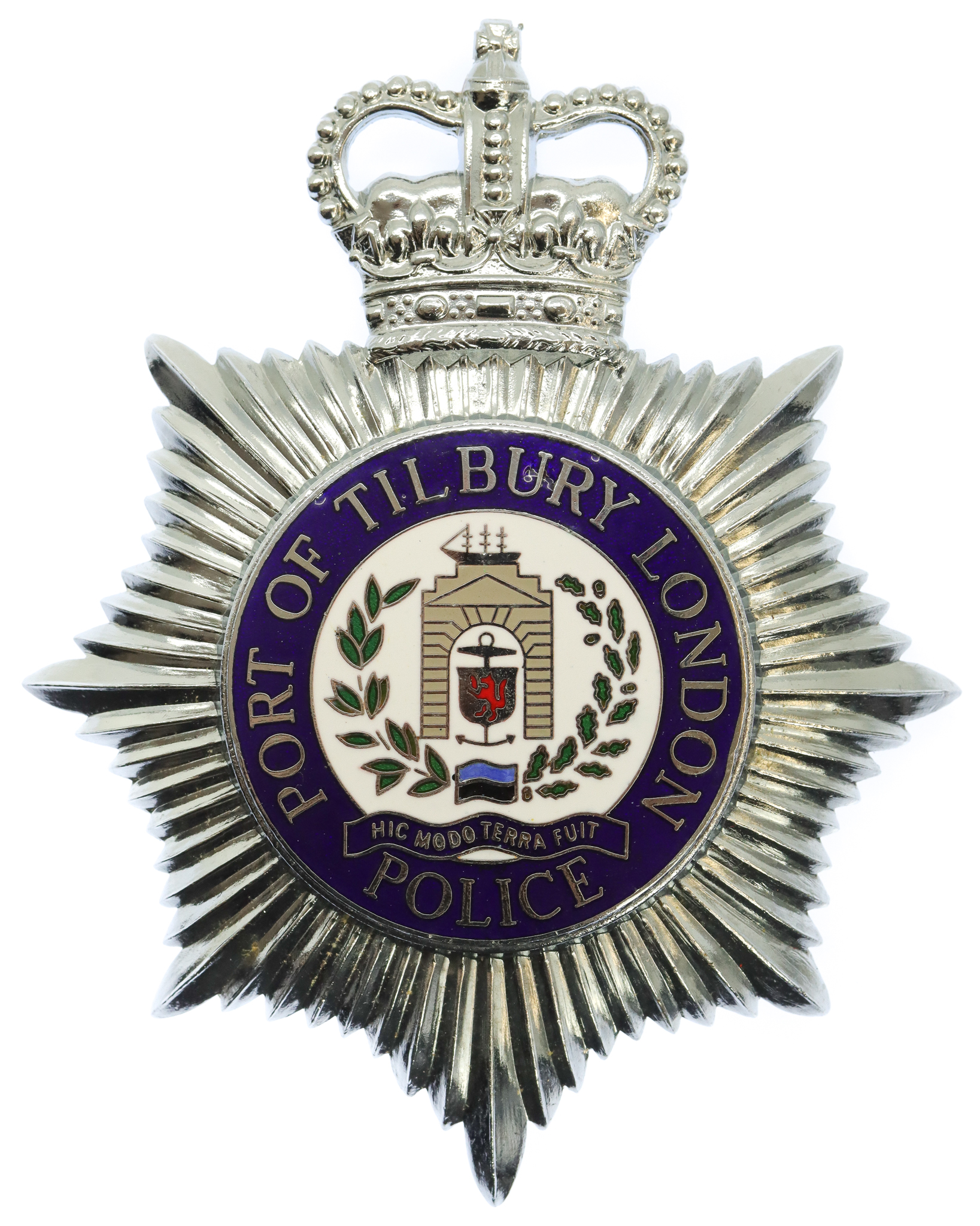 Port of Tilbury London Police Enamelled Helmet Plate - Queen's Crown