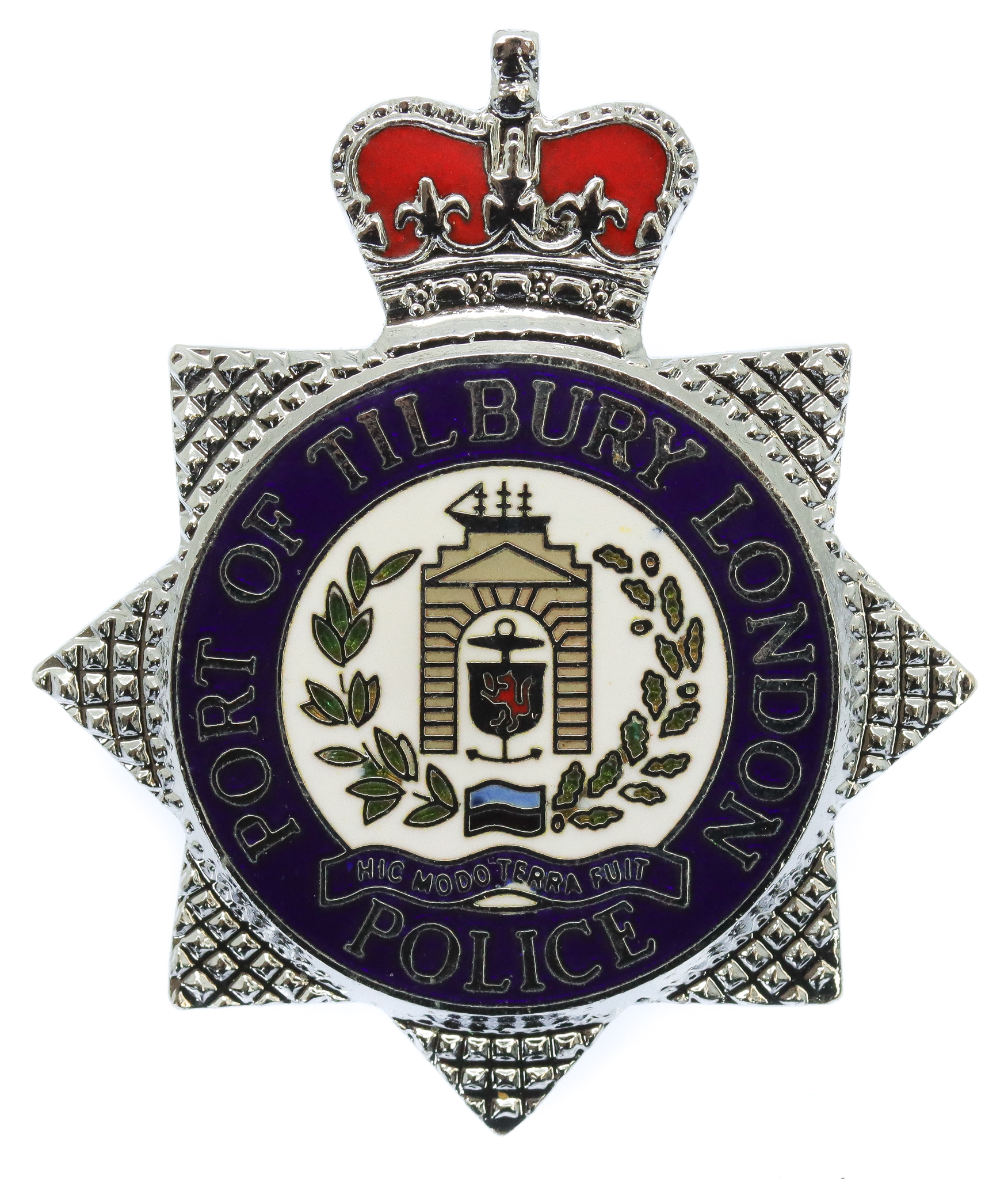Port of Tilbury London Police Enamelled Cap Badge - Queen's Crown