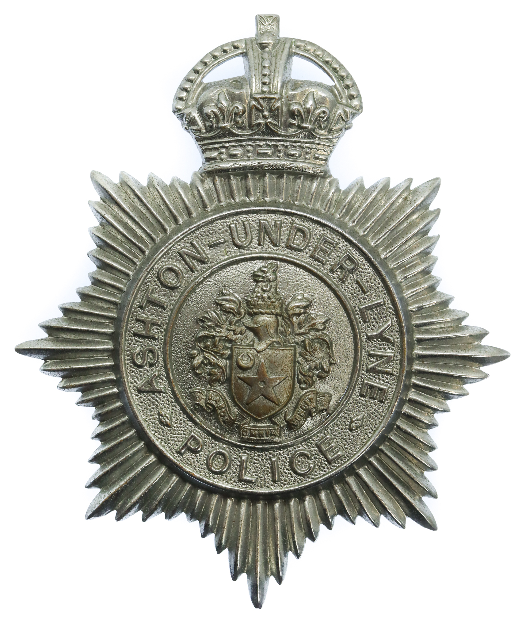 Ashton -under-Lyne Police Helmet Plate - King's Crown