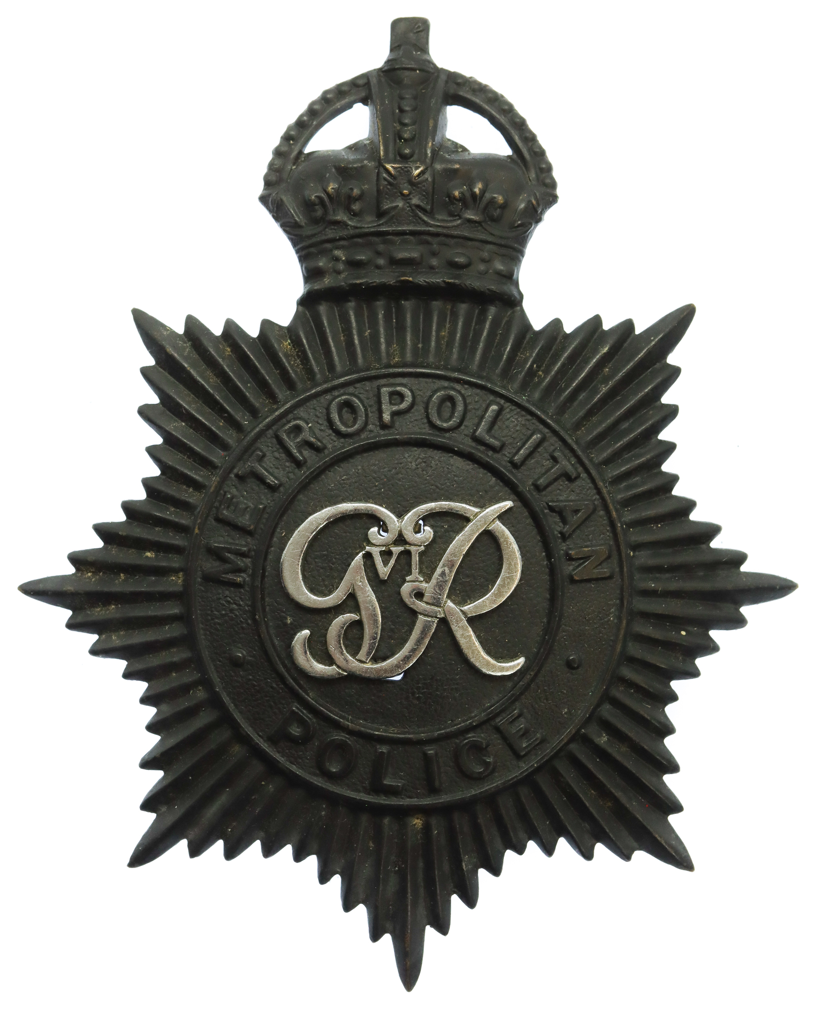 George VI Metropolitan Police Night Helmet Plate