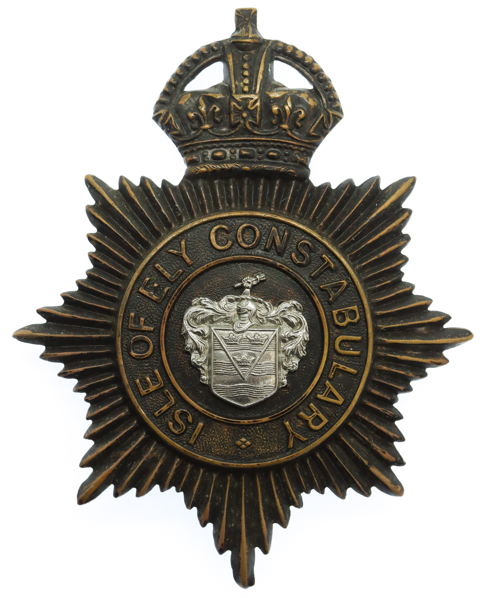 Isle of Ely Constabulary Helmet Plate - King's Crown