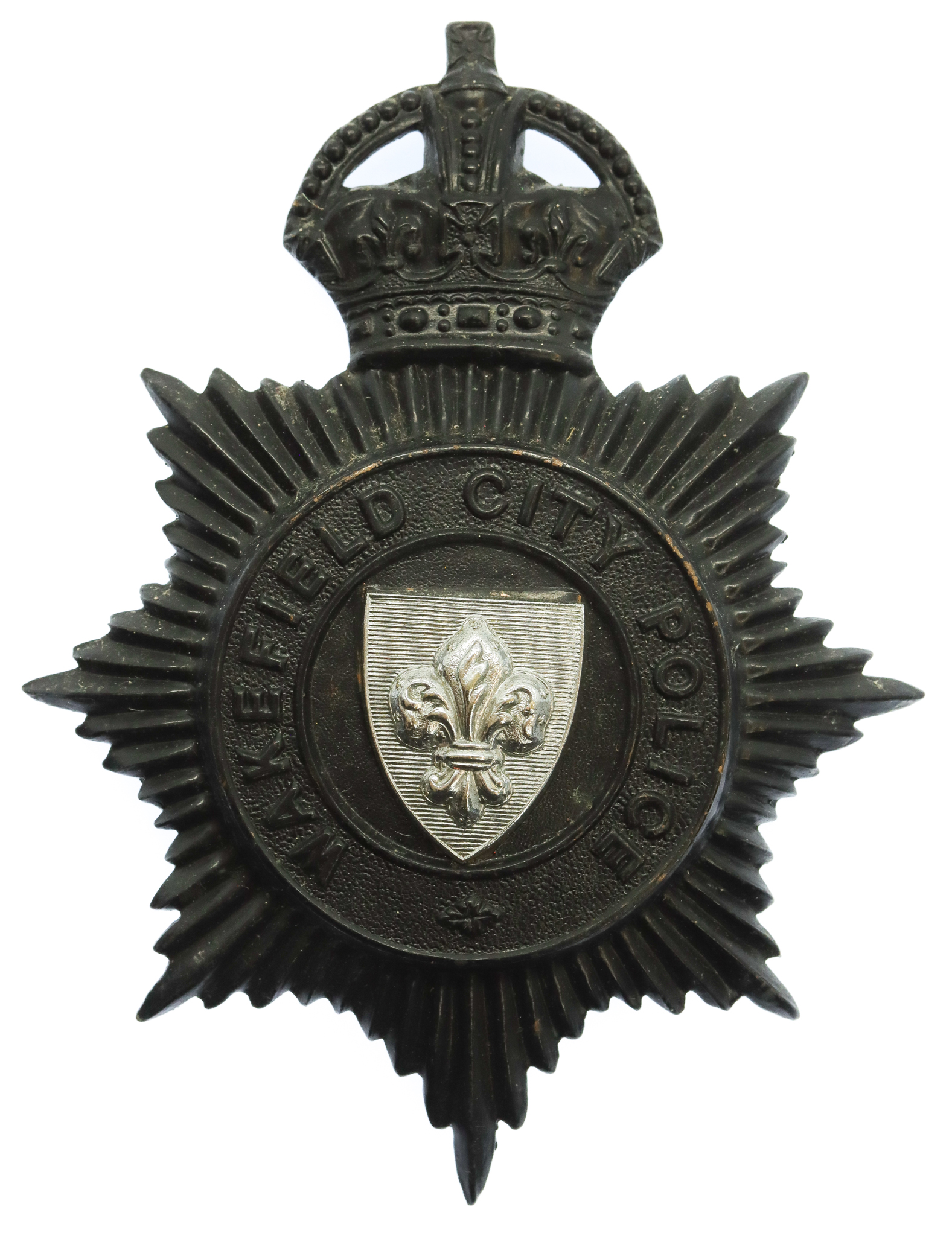 Wakefield City Police Night Helmet Plate - King's Crown