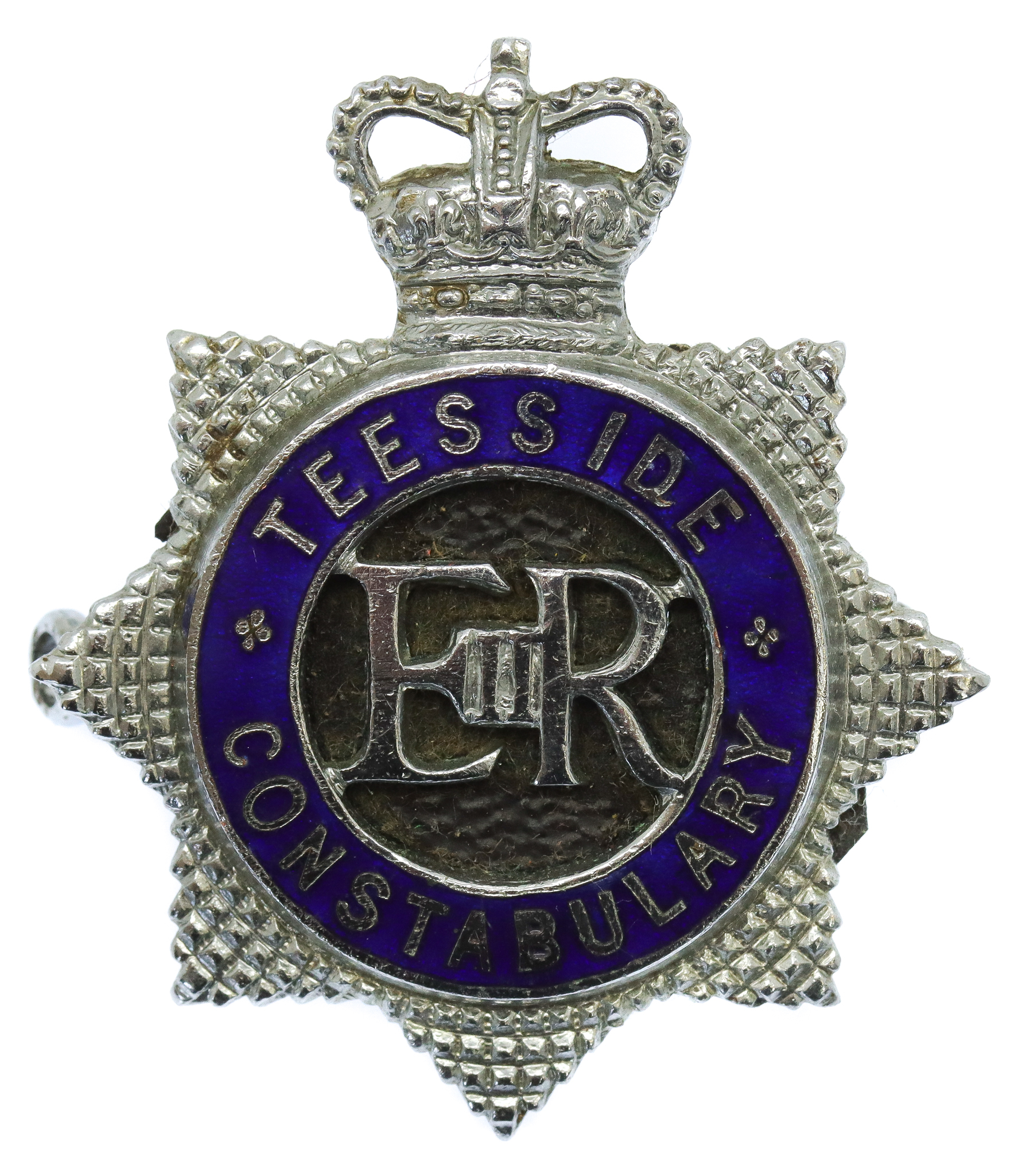 Teeside Constabulary Senior Officer's Enamelled Cap Badge - Queen's Crown