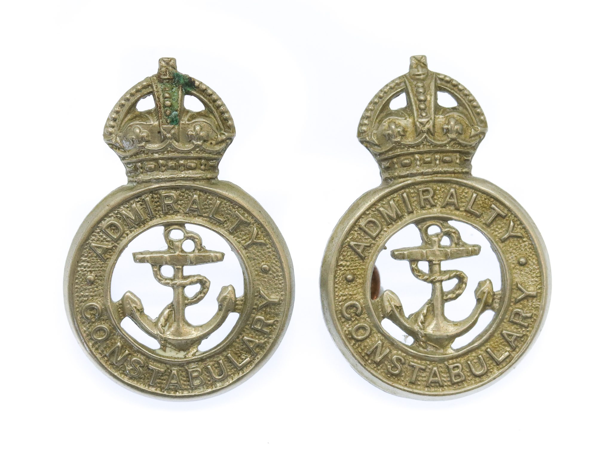 Pair of Admiralty Constabulary Collar Badges - King's Crown