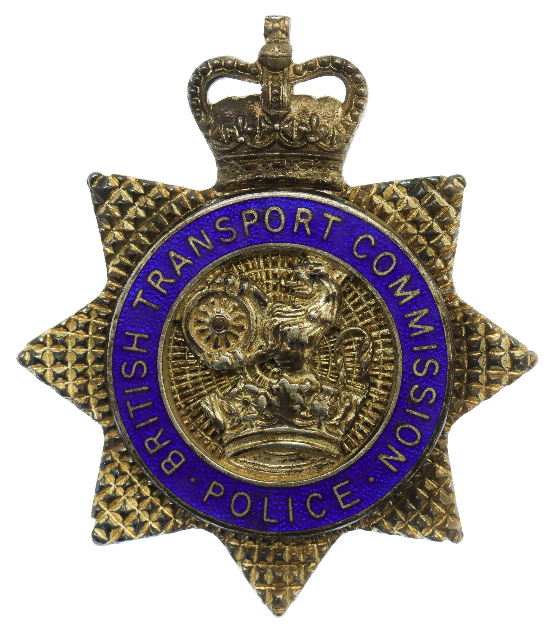 British Transport Commission (B.T.C.) Police Senior Officer's Hallmarked Silver Cap Badge - Queen's Crown