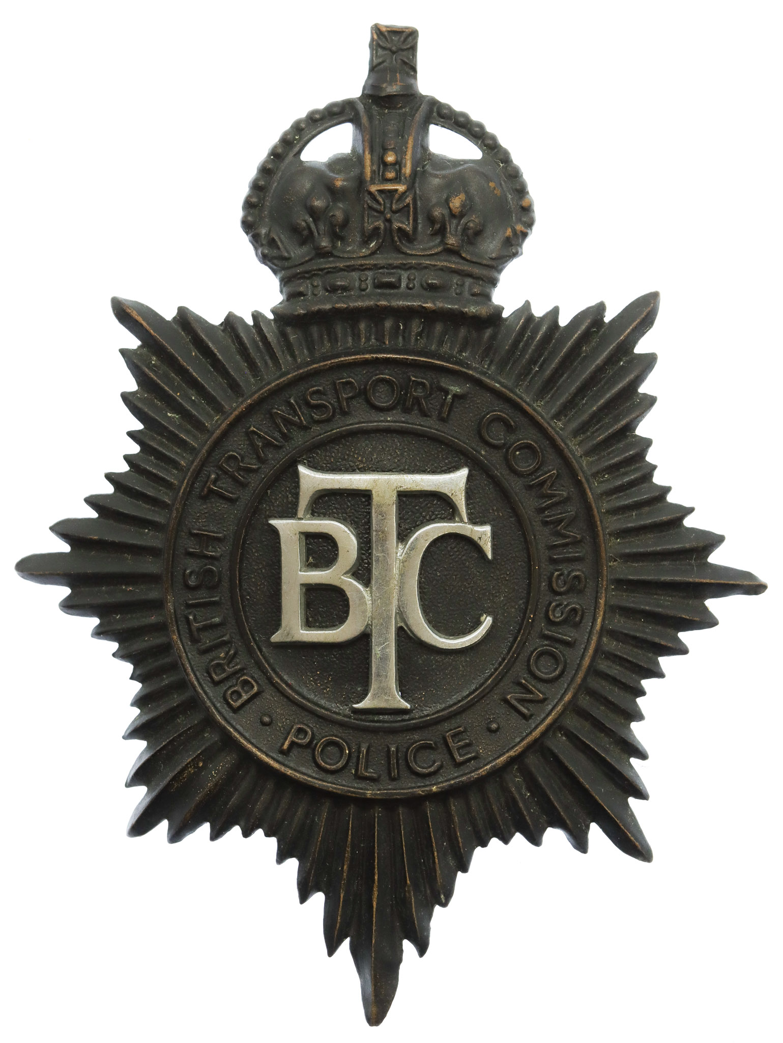British Transport Commission (B.T.C.) Police Helmet Plate - King's Crown