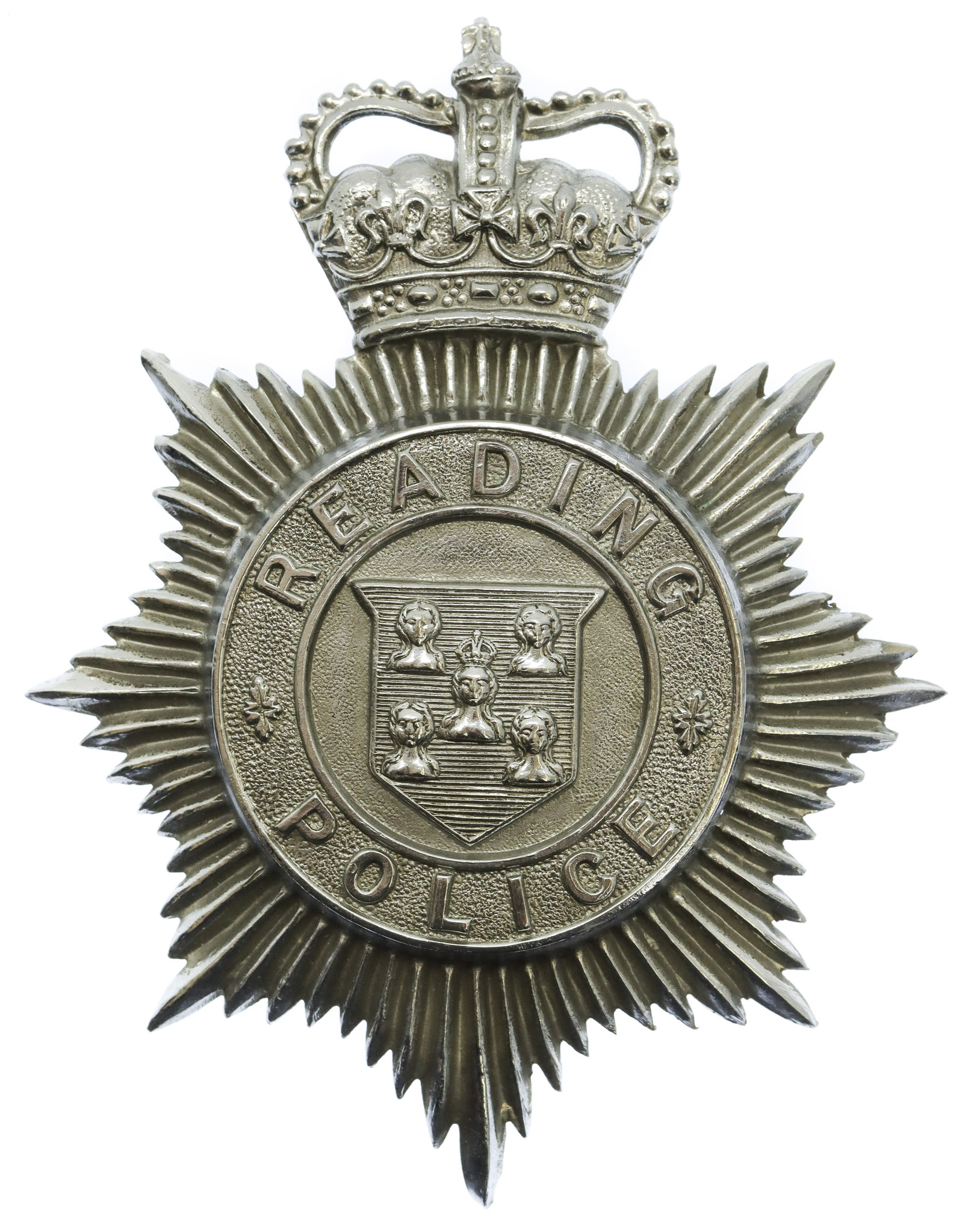 Reading Borough Police Helmet Plate - Queen's Crown