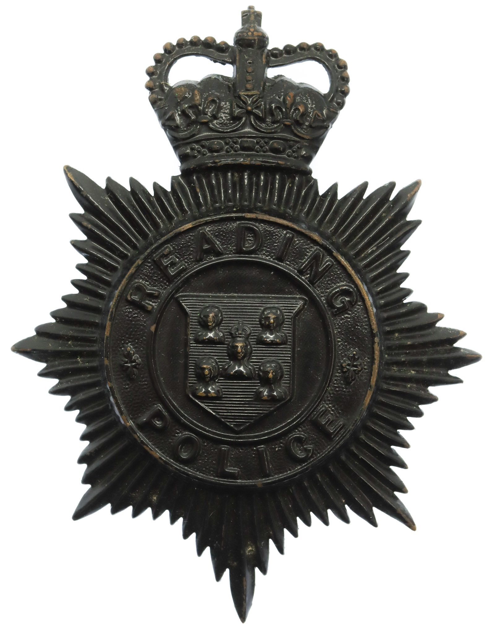 Reading Borough Police Night Helmet Plate - Queen's Crown