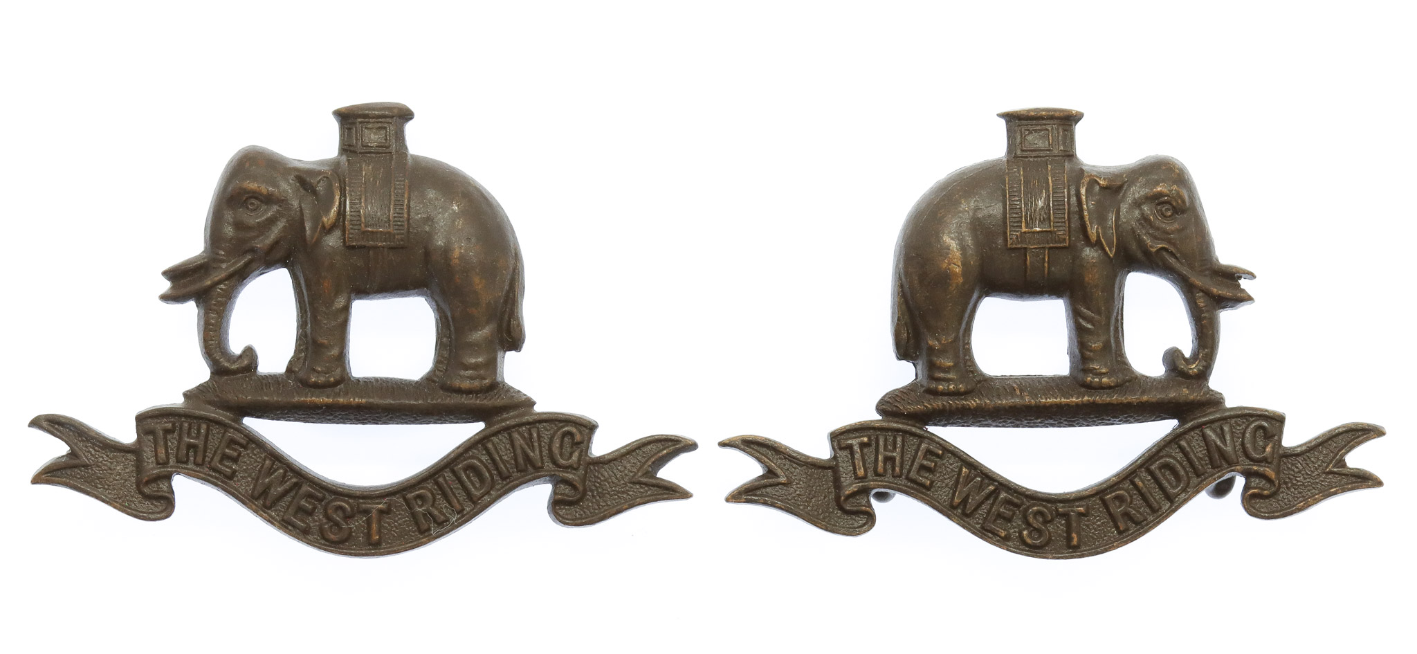 Pair of West Riding Regiment (Duke of Wellington's) Officer's Service Dress Collar Badges