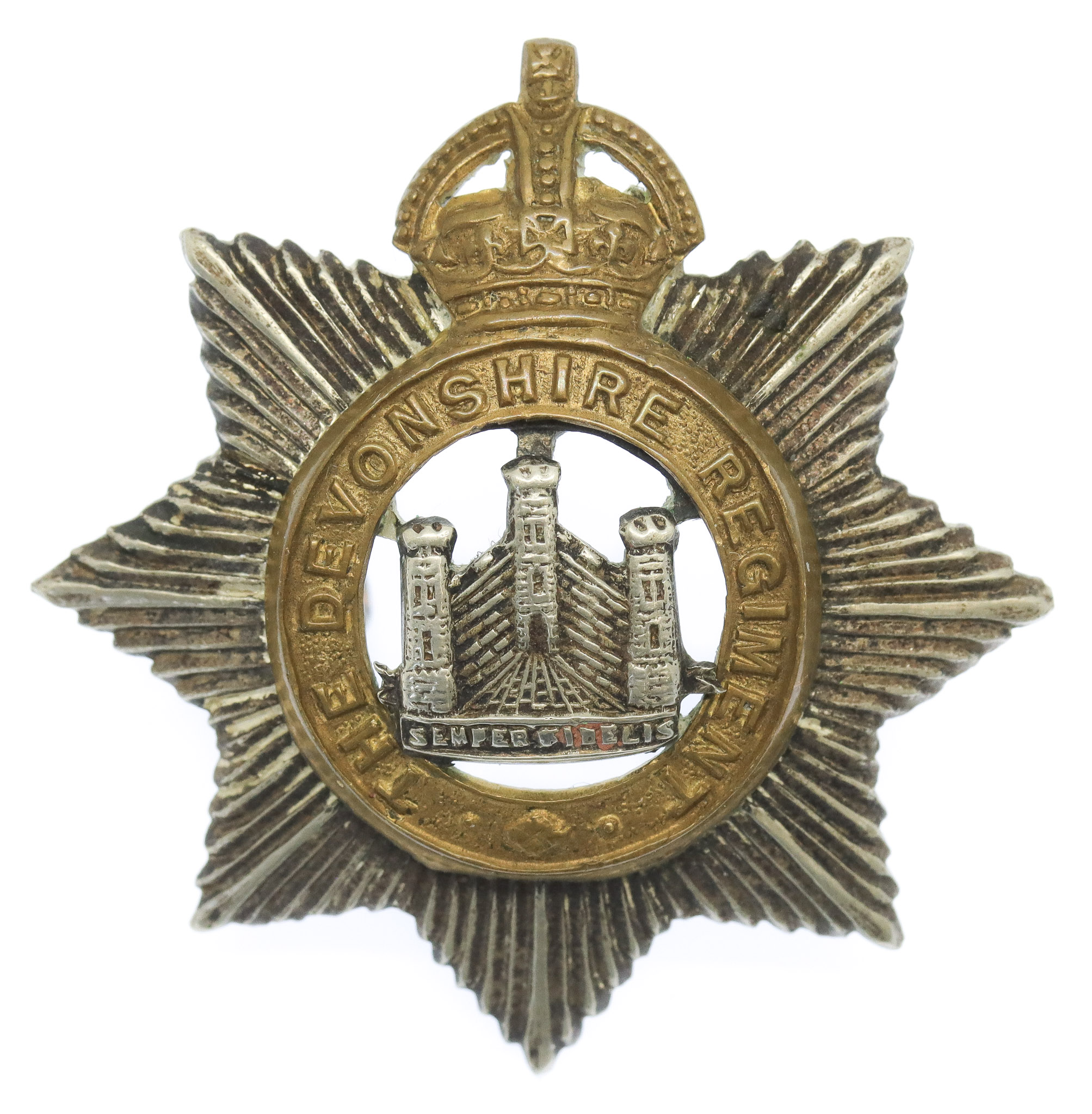 Devonshire Regiment Officer's Silvered Cap Badge