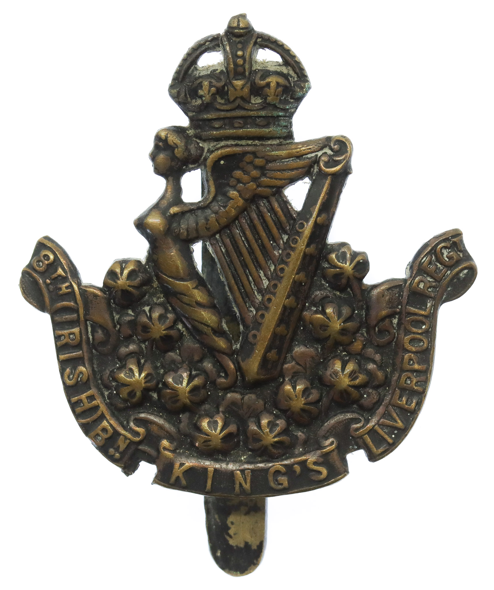 8th (Irish) Bn. King's (Liverpool) Regiment Cap Badge - King's Crown