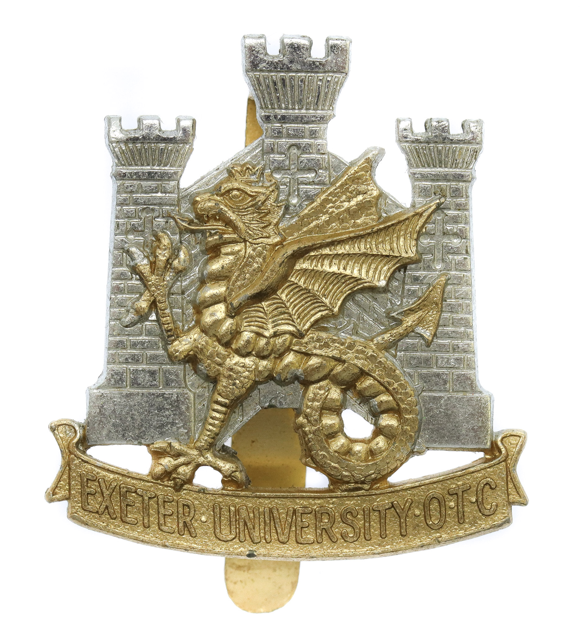 Exeter University O.T.C. Anodised (Staybrite) Cap Badge