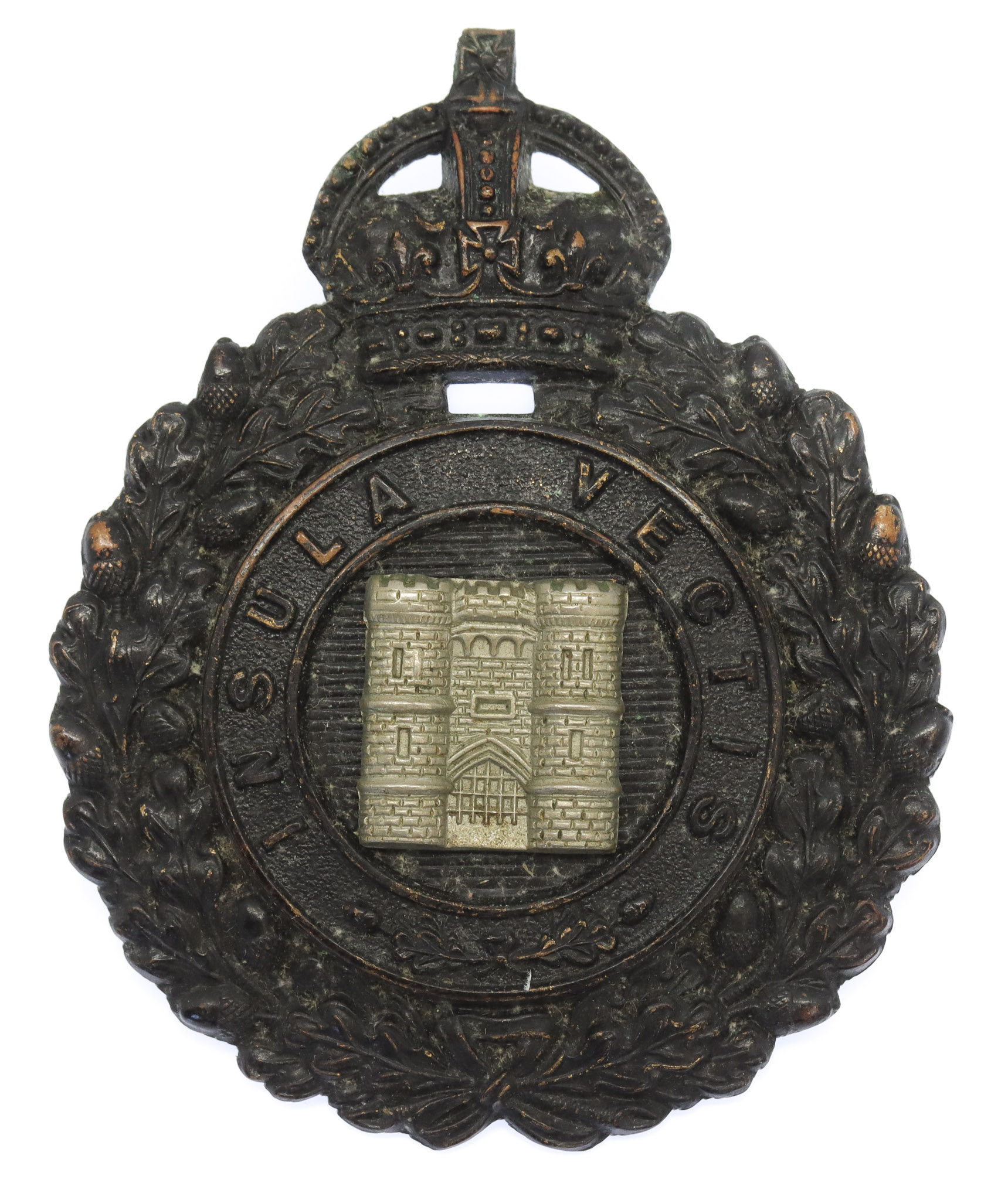 Isle of Wight Police Black Wreath Helmet Plate - King's Crown