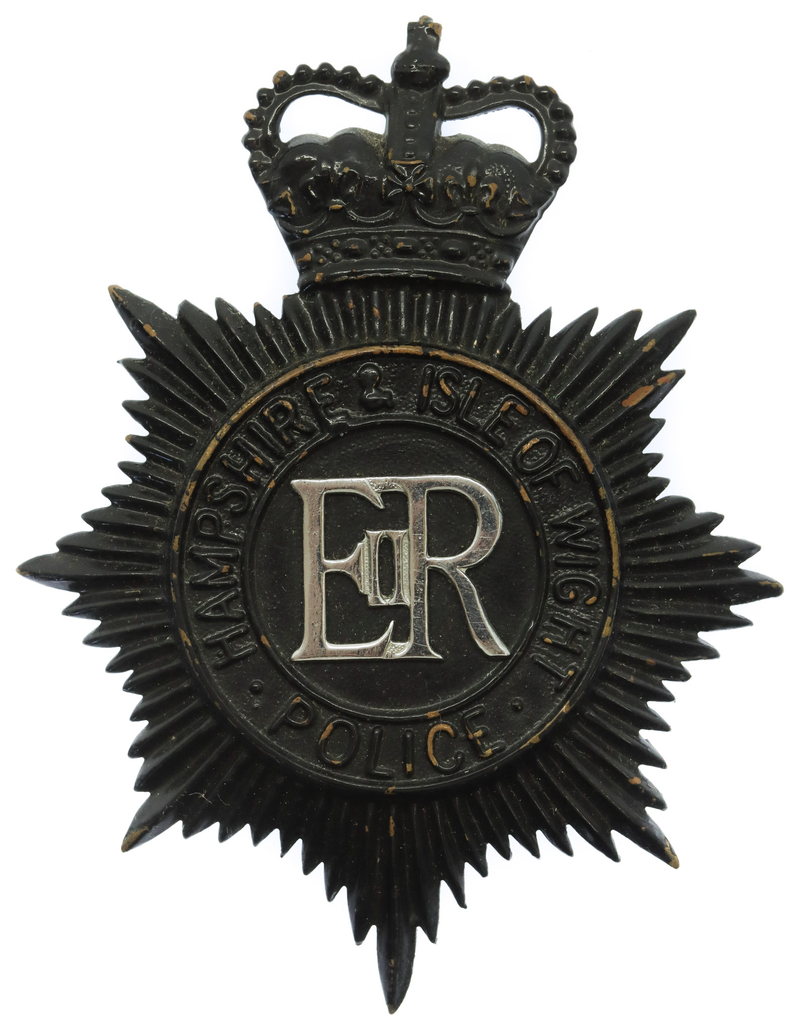 Hampshire & Isle of Wight Police Night Helmet Plate - Queen's Crown