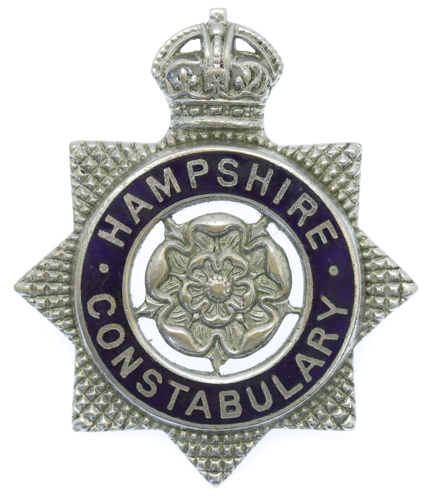 Hampshire Constabulary Senior Officer's Enamelled Cap Badge - King's Crown