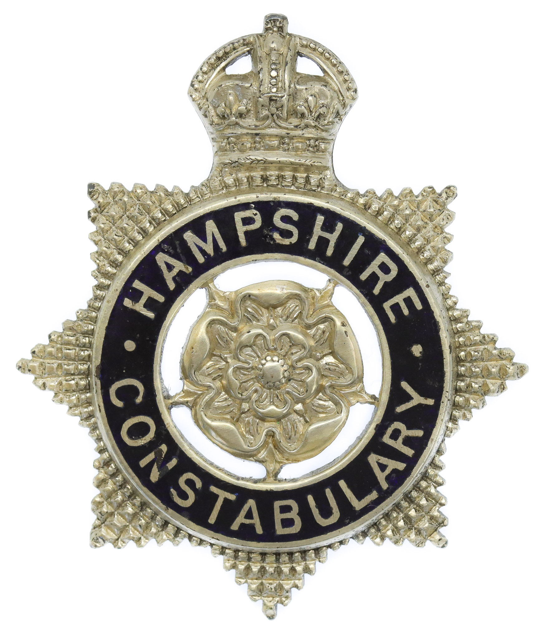 Hampshire Constabulary Senior Officer's Silver & Enamel Cap Badge - King's Crown