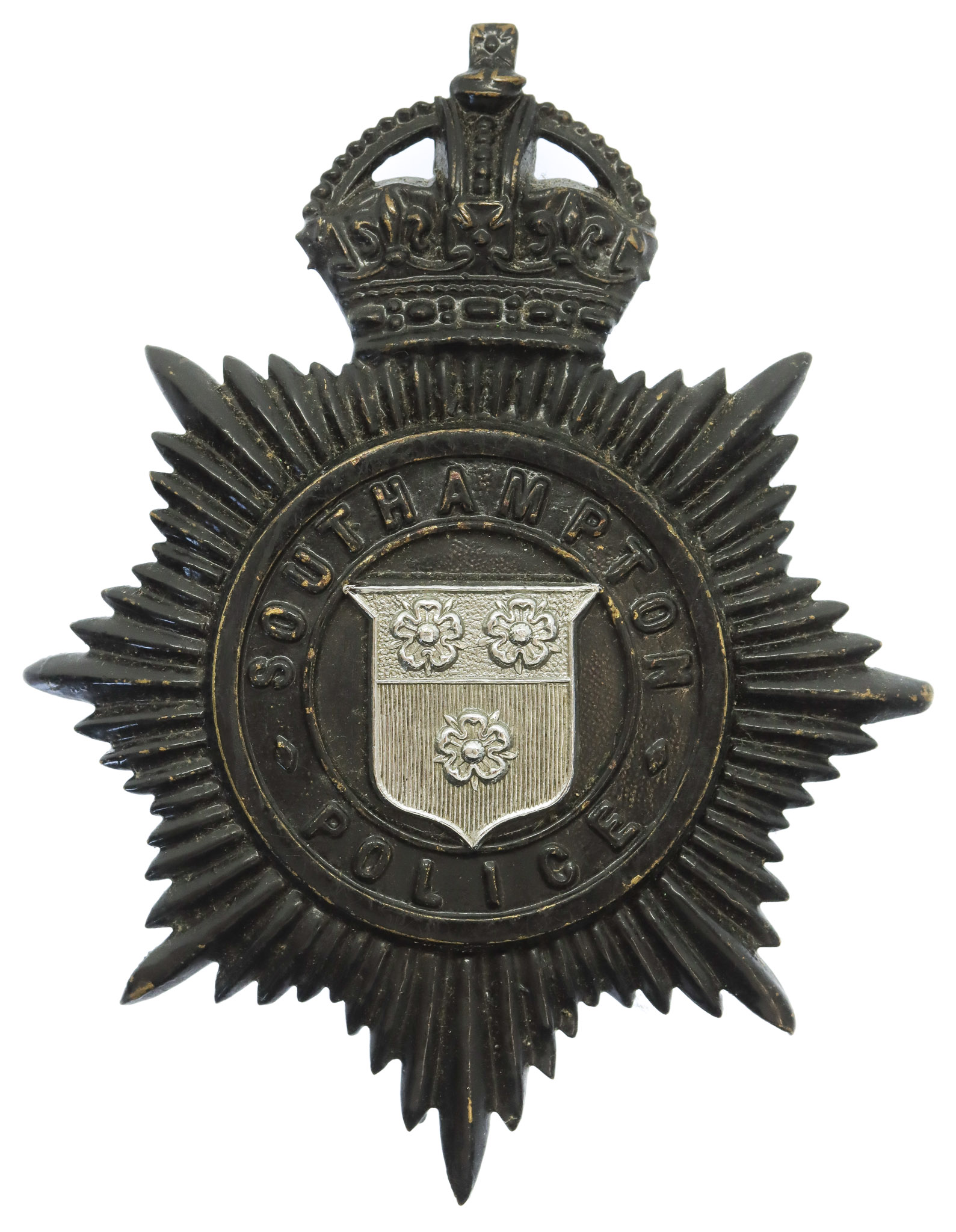 Southampton Police Night Helmet Plate - King's Crown
