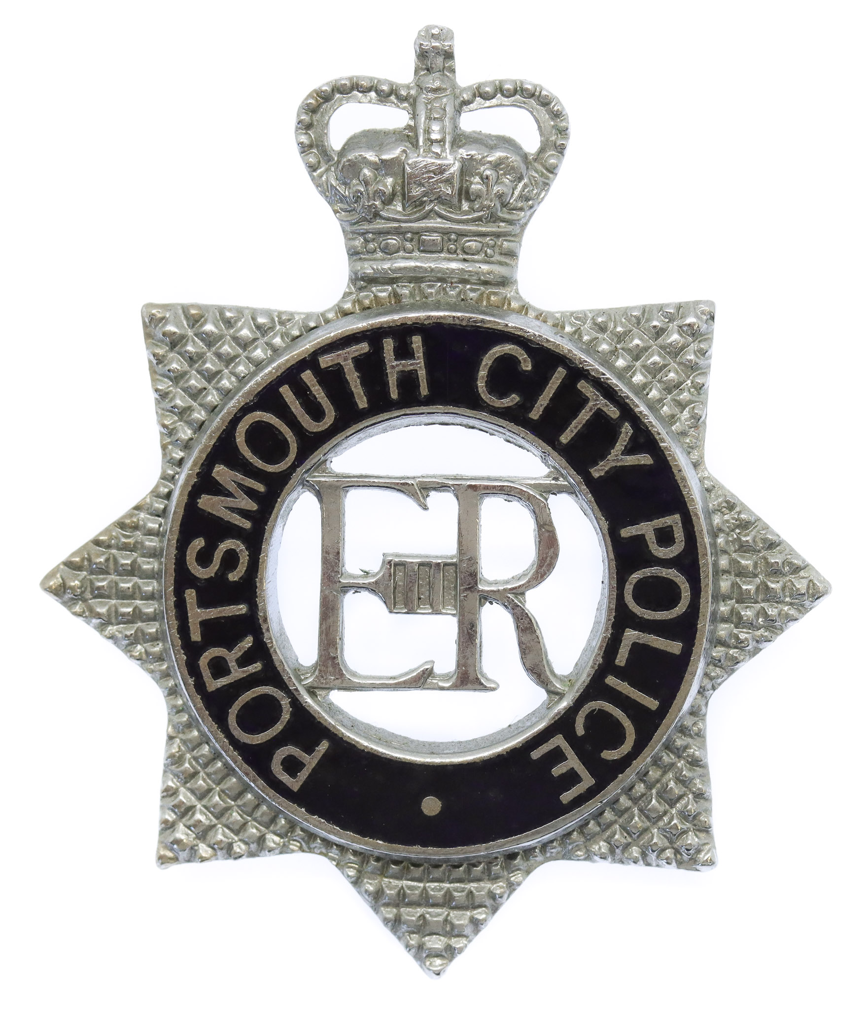 Portsmouth City Police Senior Officer's Enamelled Cap Badge - Queen's Crown