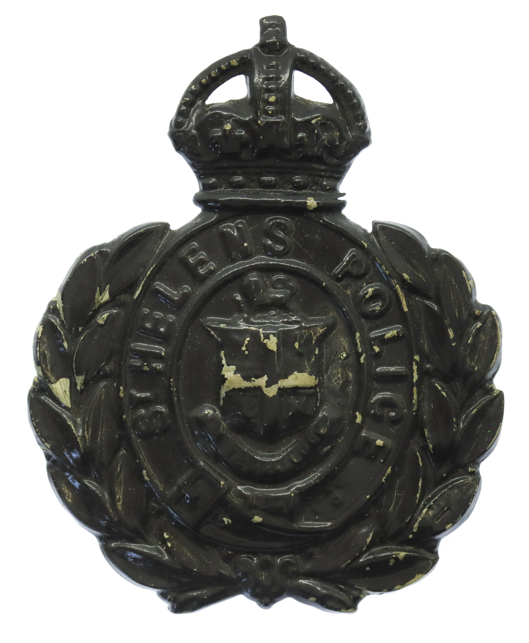 St Helen's Police Night Helmet Plate - King's Crown