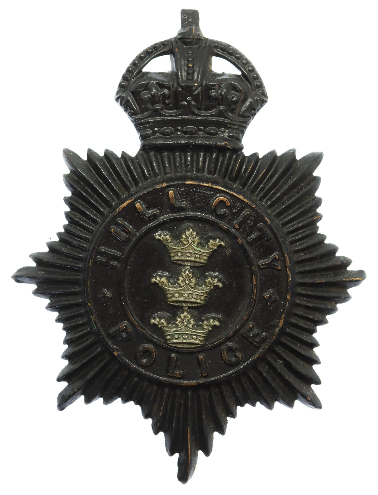 Hull City Police Night Helmet Plate - King's Crown