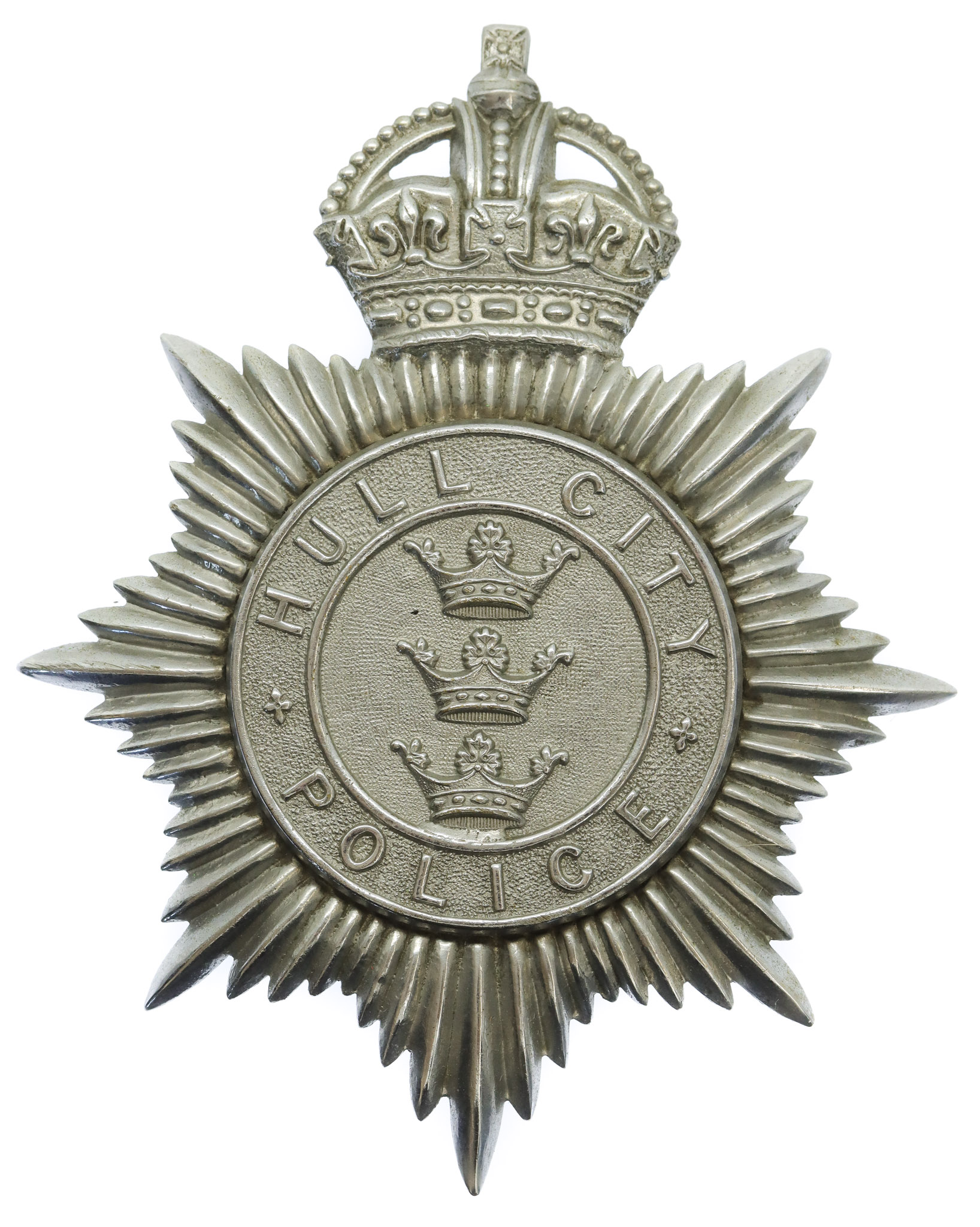 Hull City Police Helmet Plate - King's Crown